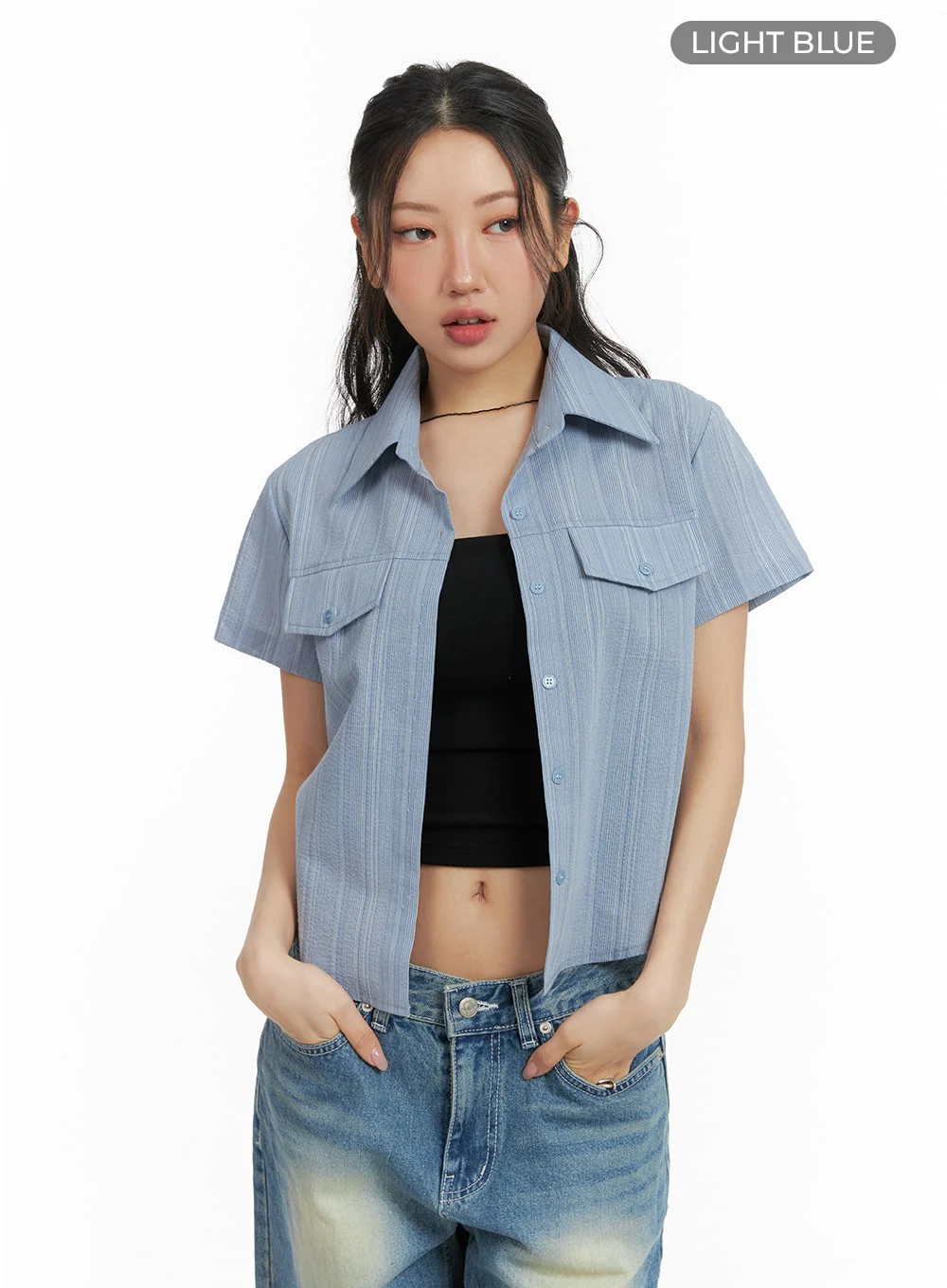 Striped Button-Up Short Sleeve CM425 - Image 8