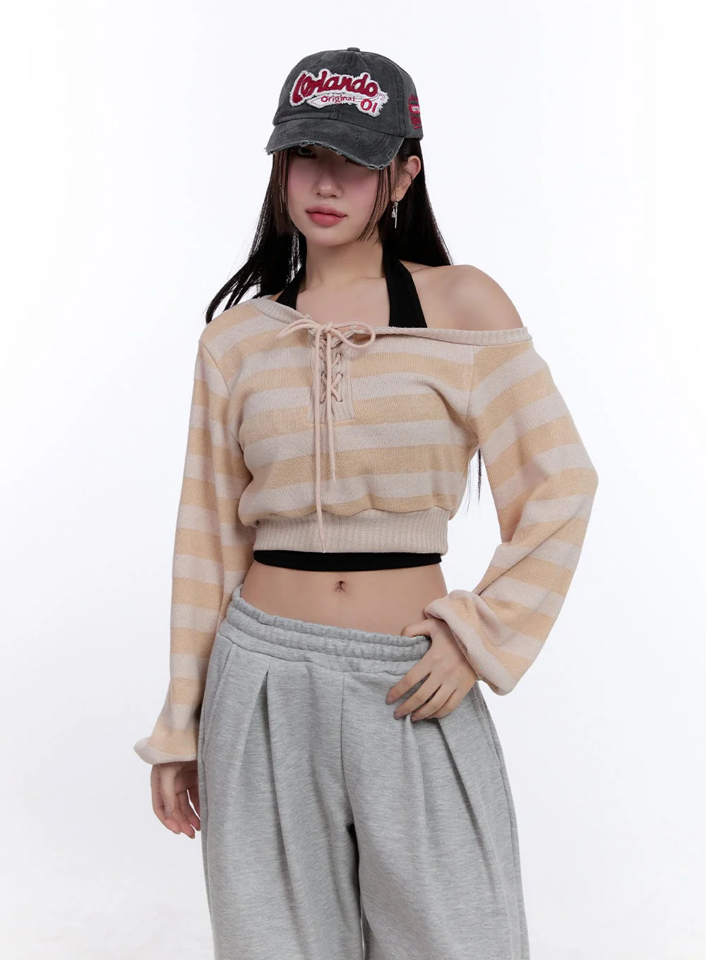 Striped Crop Knit Sweater CJ509 - Image 8