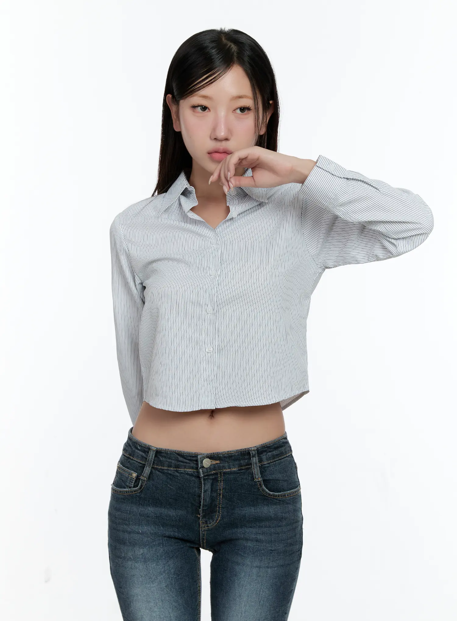 Striped Cropped Shirt CS517 - Image 2