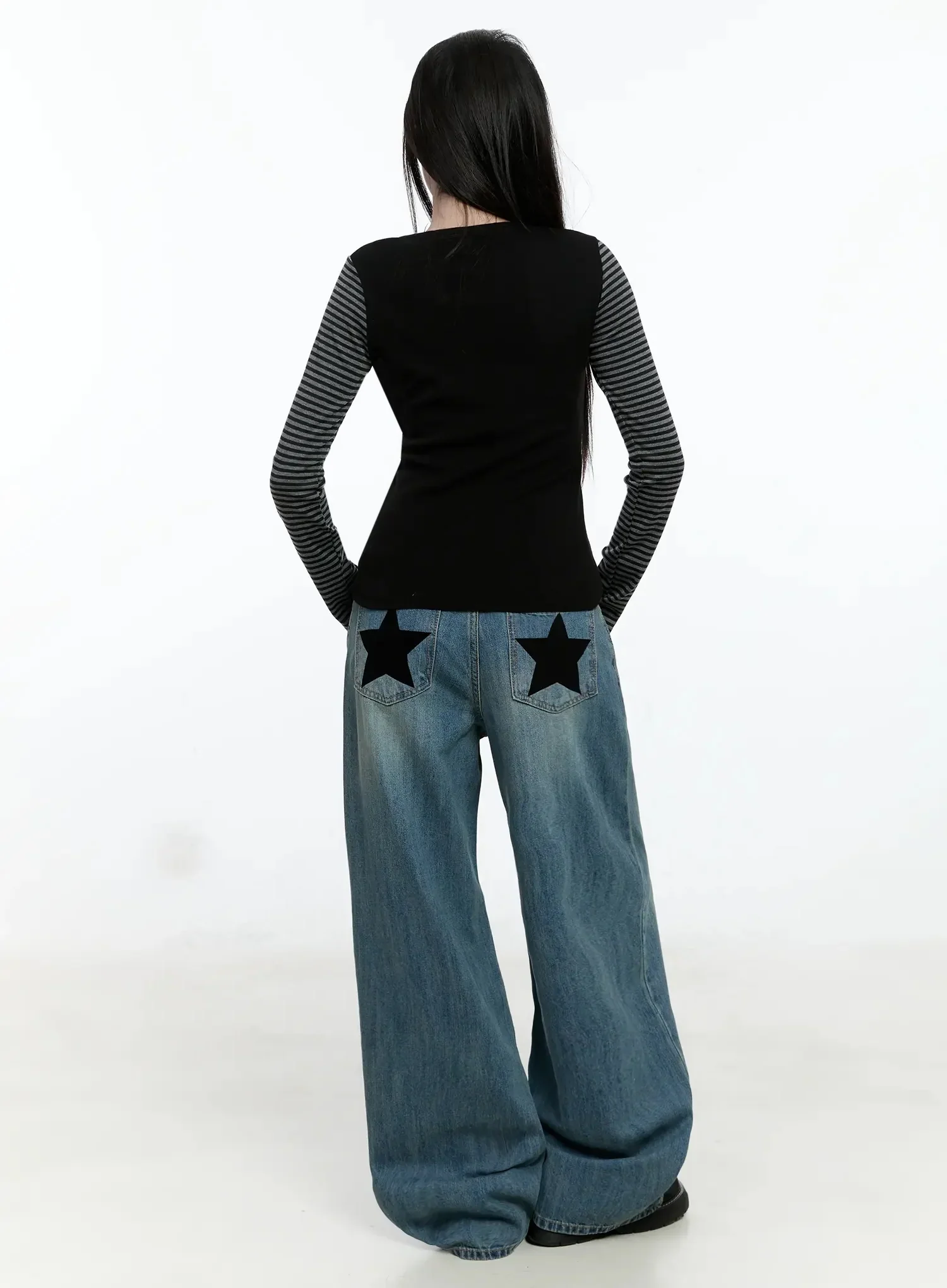 Striped Embroidery Long Sleeve Tee IO520 - Image 9