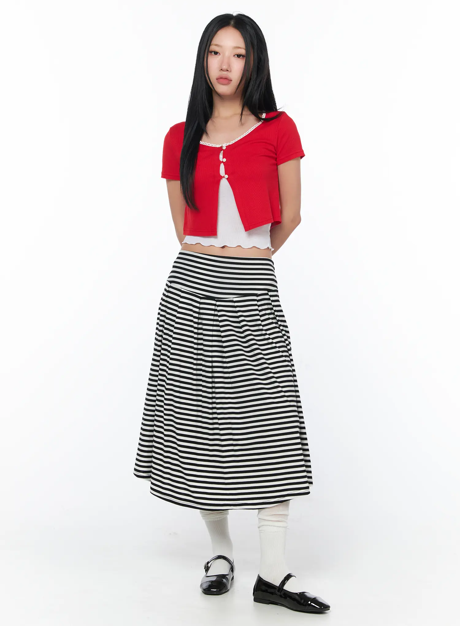 Striped Flare Long Skirt CY512 - Image 5
