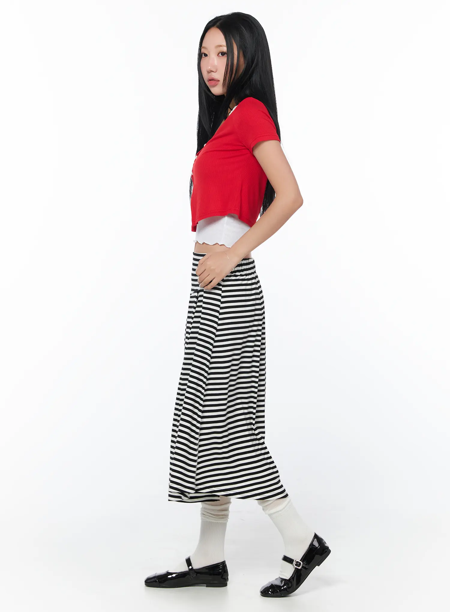Striped Flare Long Skirt CY512 - Image 6