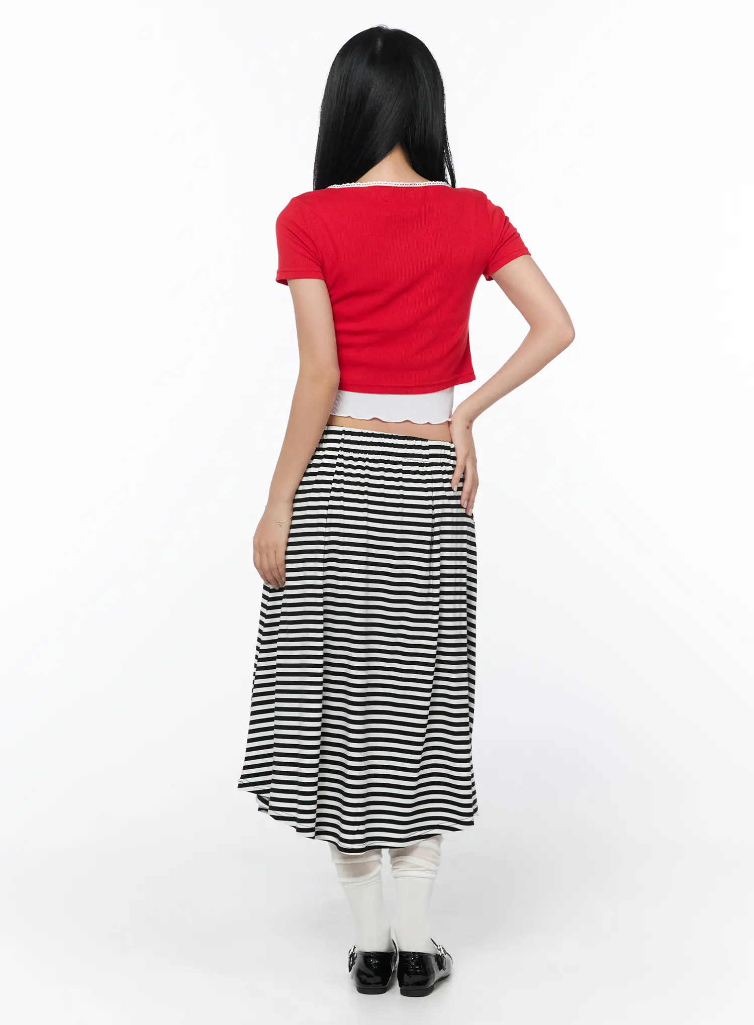 Striped Flare Long Skirt CY512 - Image 7