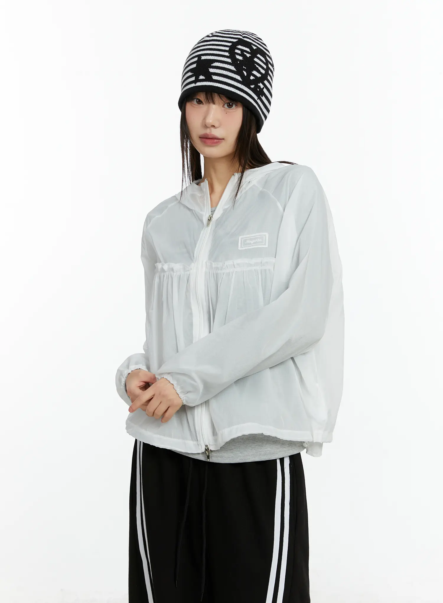 Striped Graphic Knit Beanie CF510 - Image 2