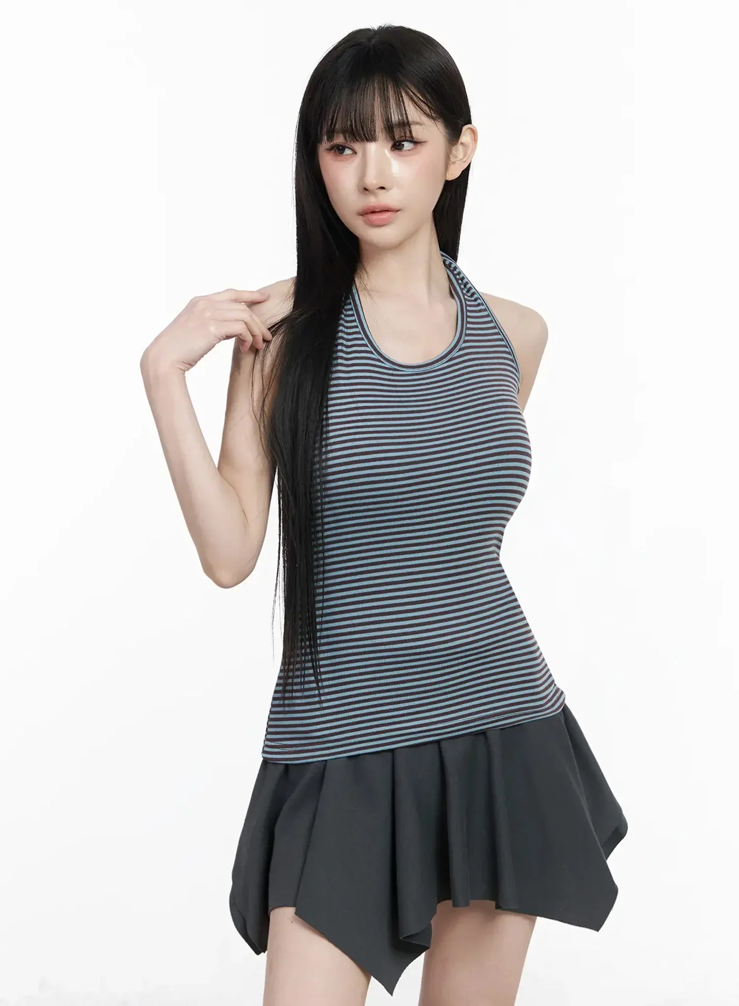 Striped Halter Neck Tank Top IY511 - Image 2