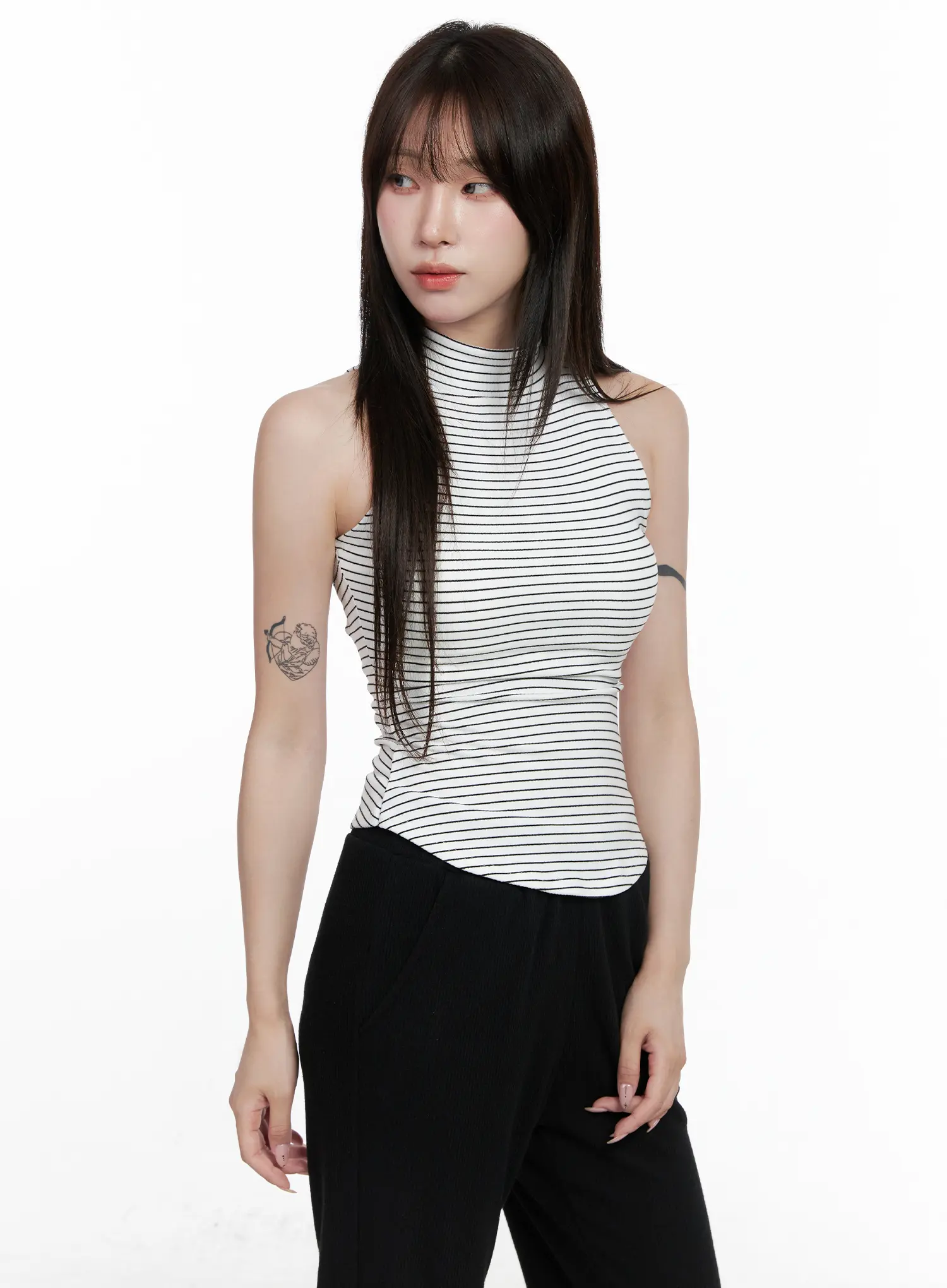 Striped High Neck Sleeveless Top CO521