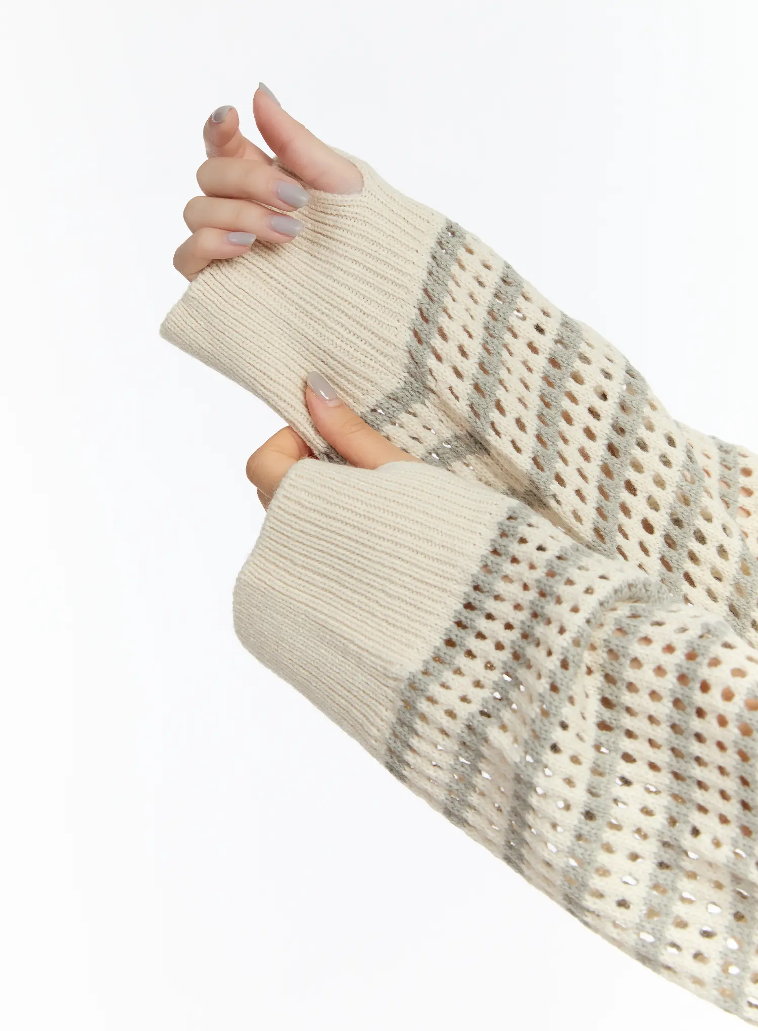 Striped Knit Hooded Cardigan CM511 - Image 7
