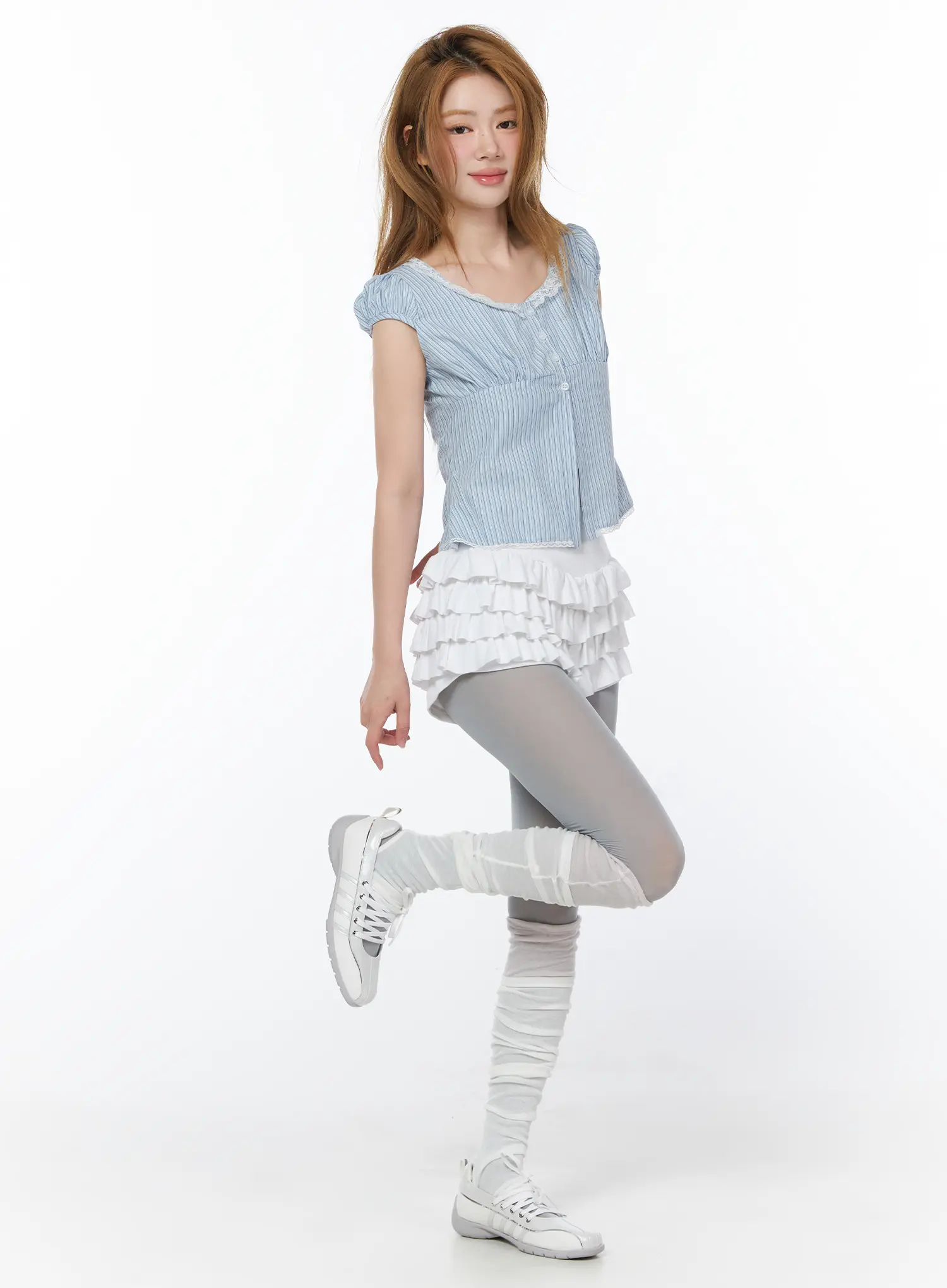 Striped Lace Detail Blouse CY508 - Image 3