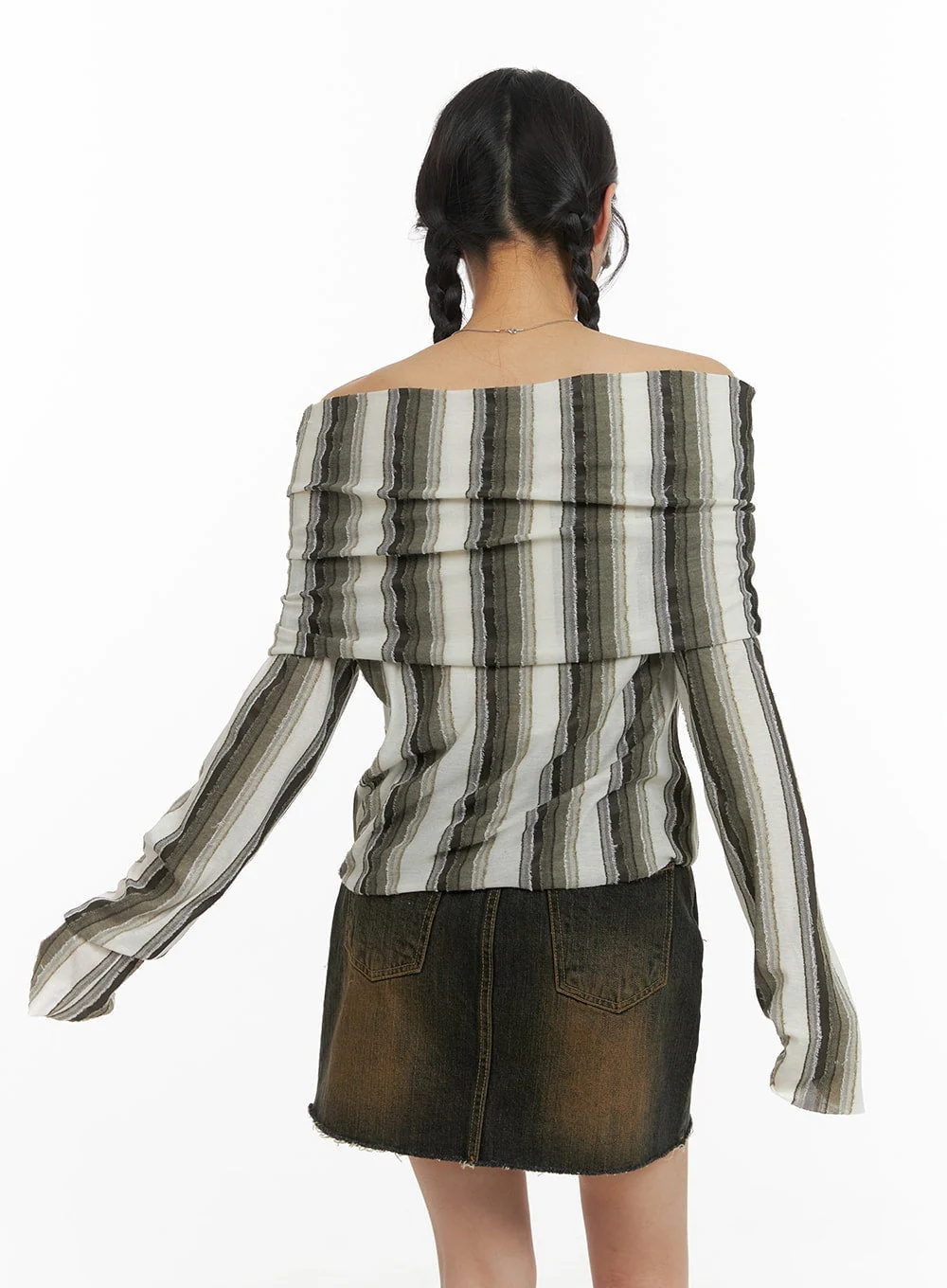 Striped Off Shoulder Long Sleeve CM427 - Image 6