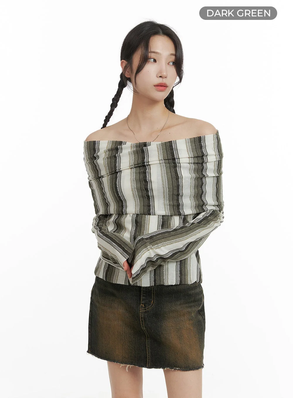 Striped Off Shoulder Long Sleeve CM427 - Image 7
