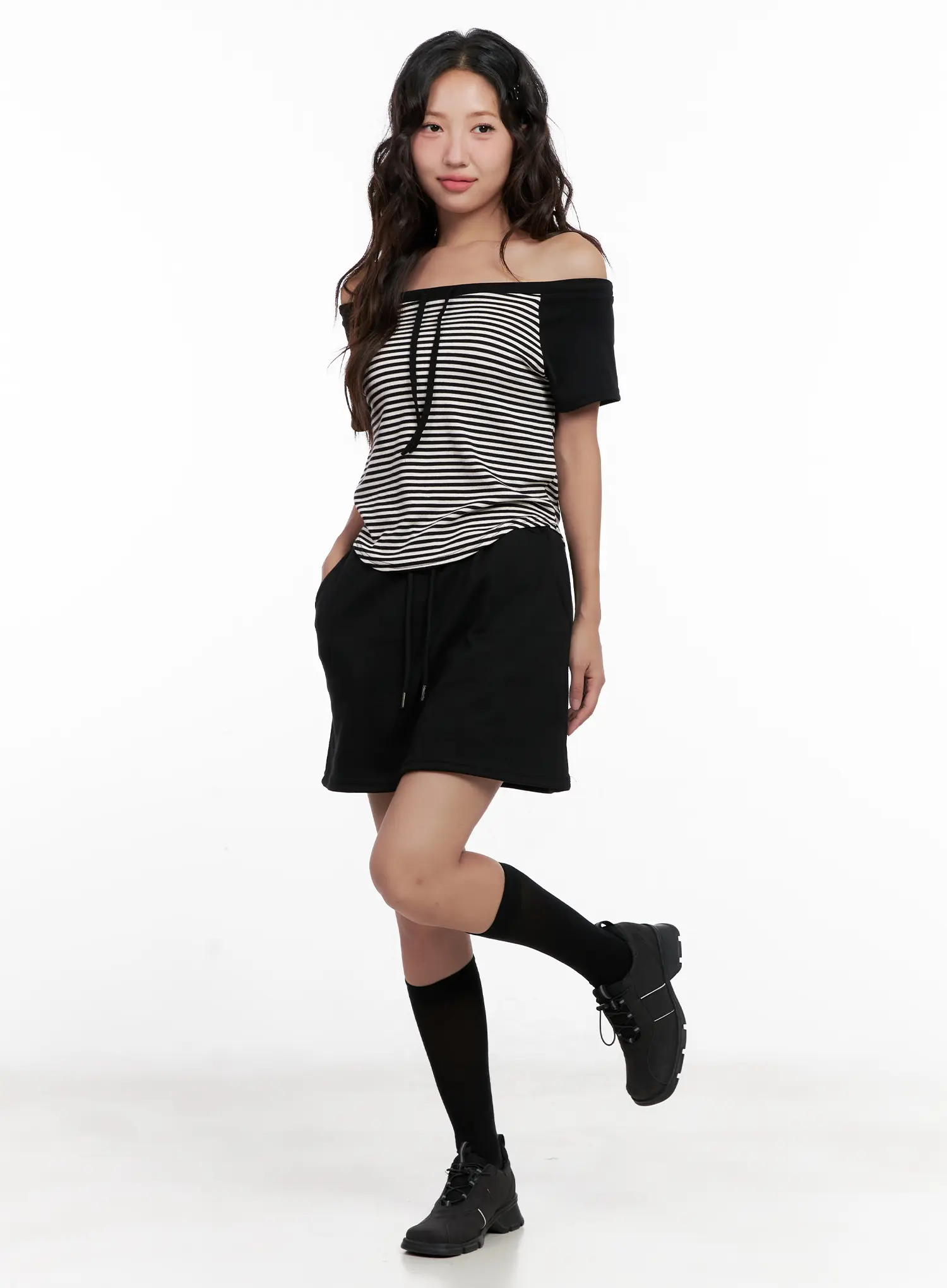 Striped Off-Shoulder Tee CL518 - Image 3