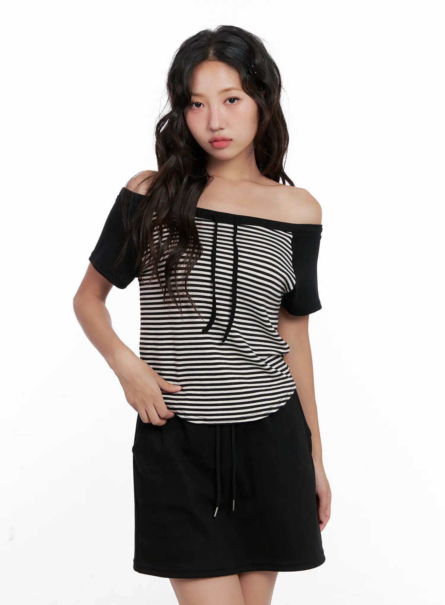 Striped Off-Shoulder Tee CL518 - Image 9