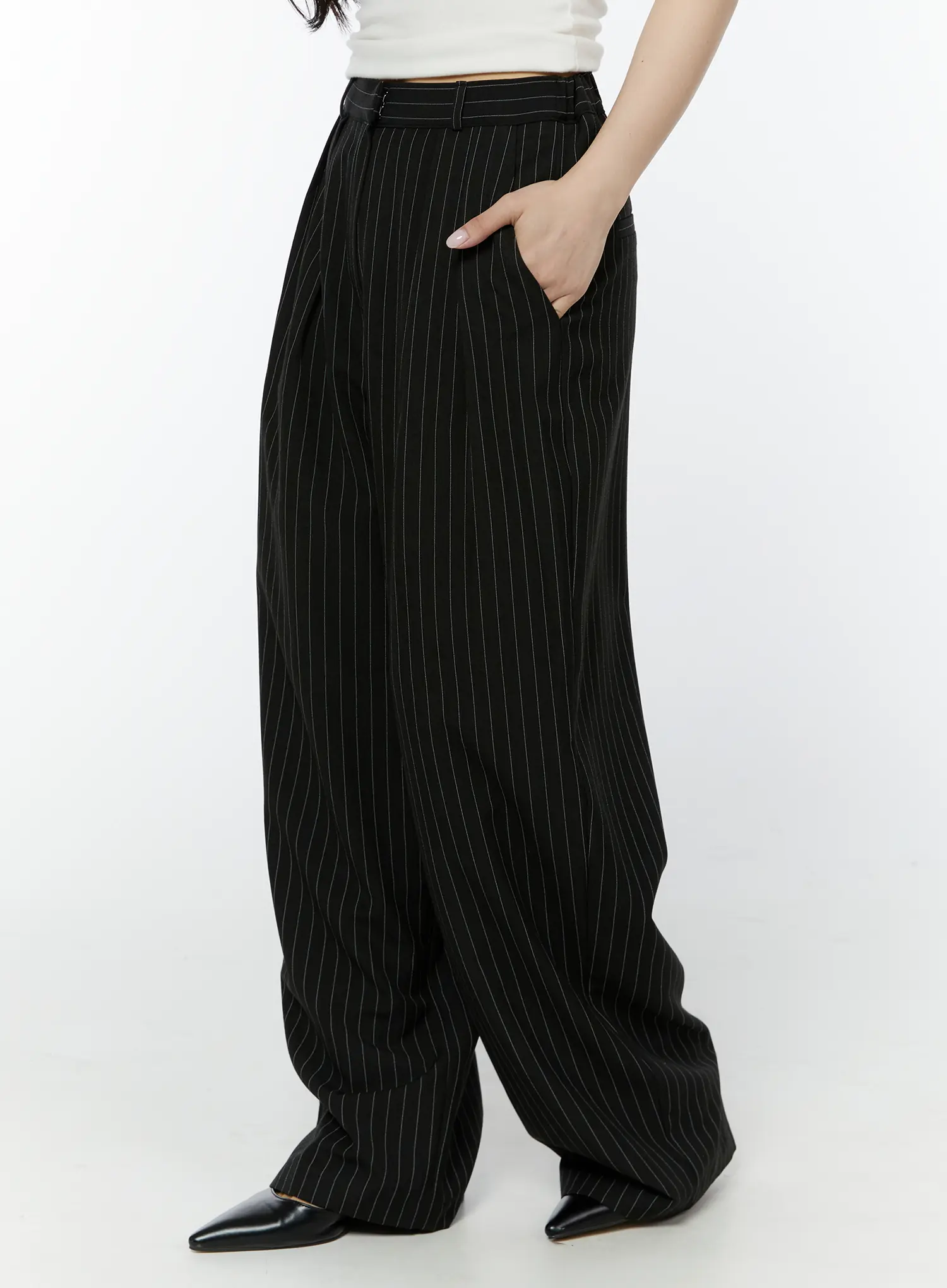 Striped Pintuck Wide Slacks IY511 - Image 5