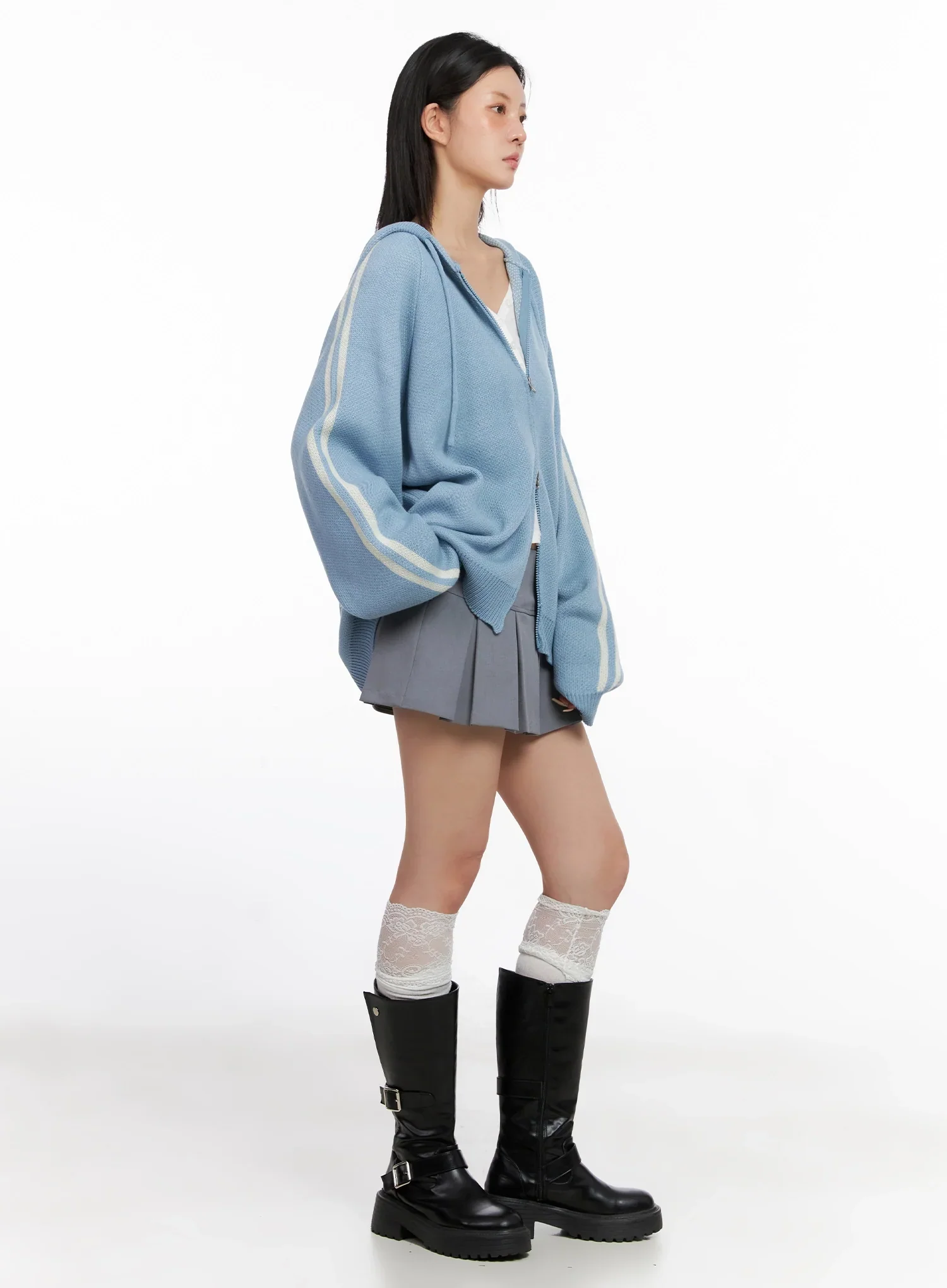 Striped Sleeve Casual Hoodie IS515 - Image 10