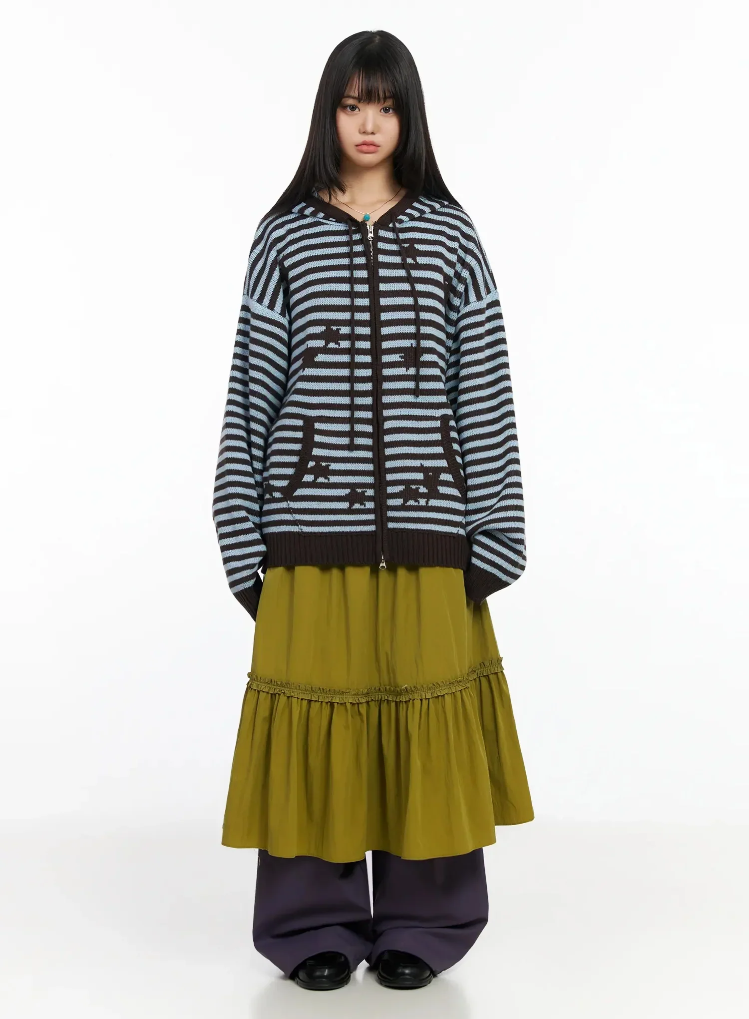 Striped Star Pattern Zip-Up Hoodie IA523 - Image 10