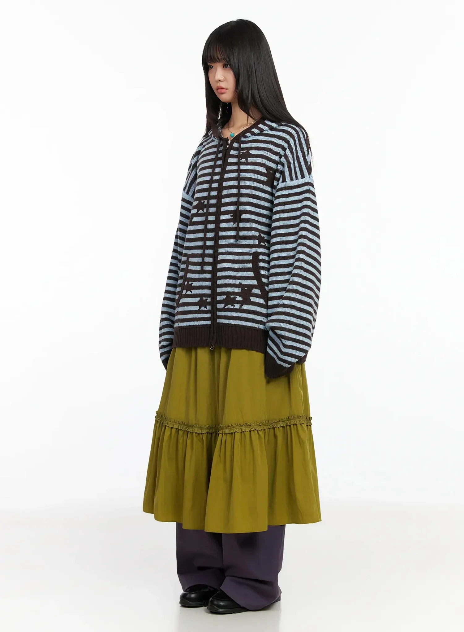 Striped Star Pattern Zip-Up Hoodie IA523 - Image 11