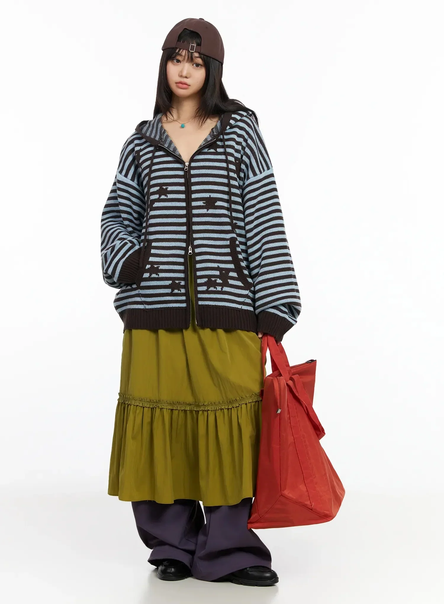 Striped Star Pattern Zip-Up Hoodie IA523 - Image 13