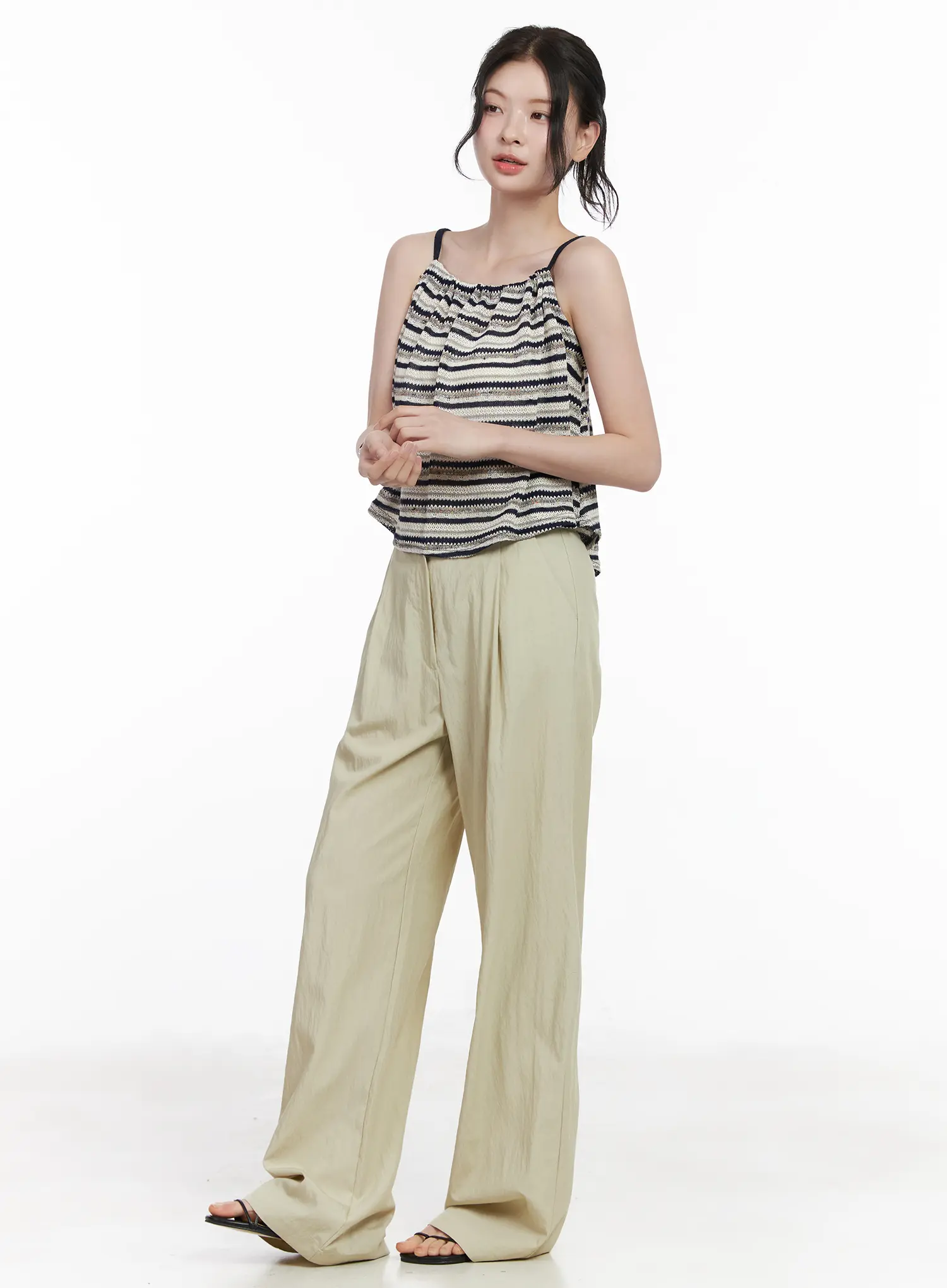 Striped Tie Knit Sleeveless Top CA509 - Image 7
