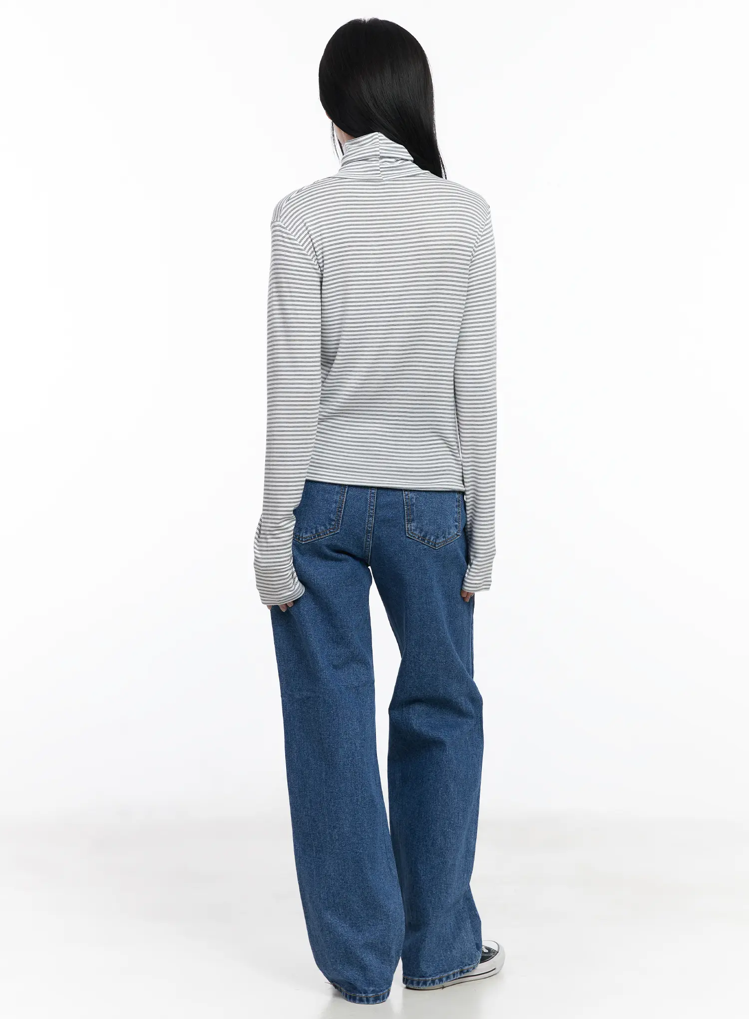 Striped Turtleneck Long Sleeve Top CJ519 - Image 5