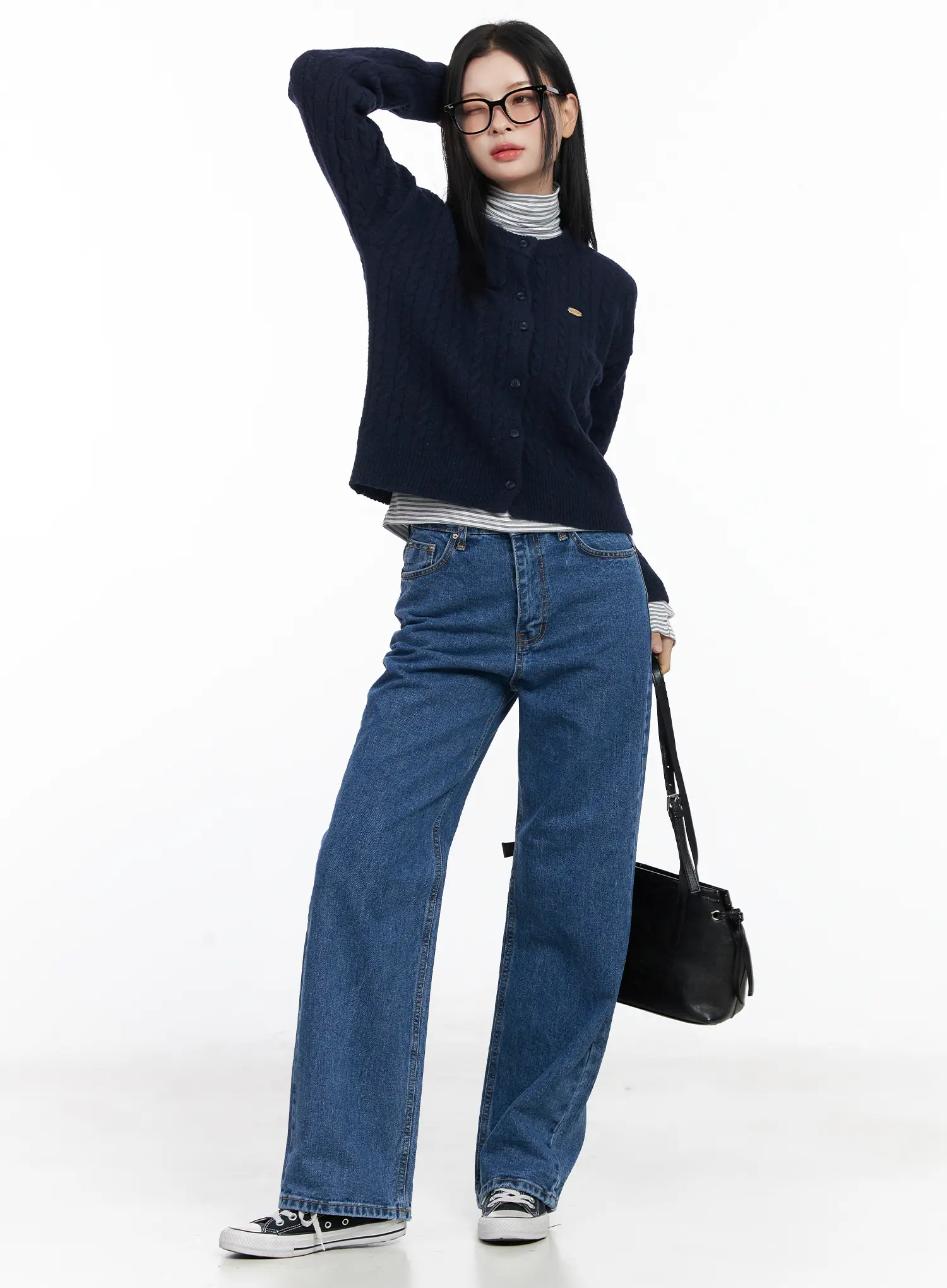 Striped Turtleneck Long Sleeve Top CJ519 - Image 8