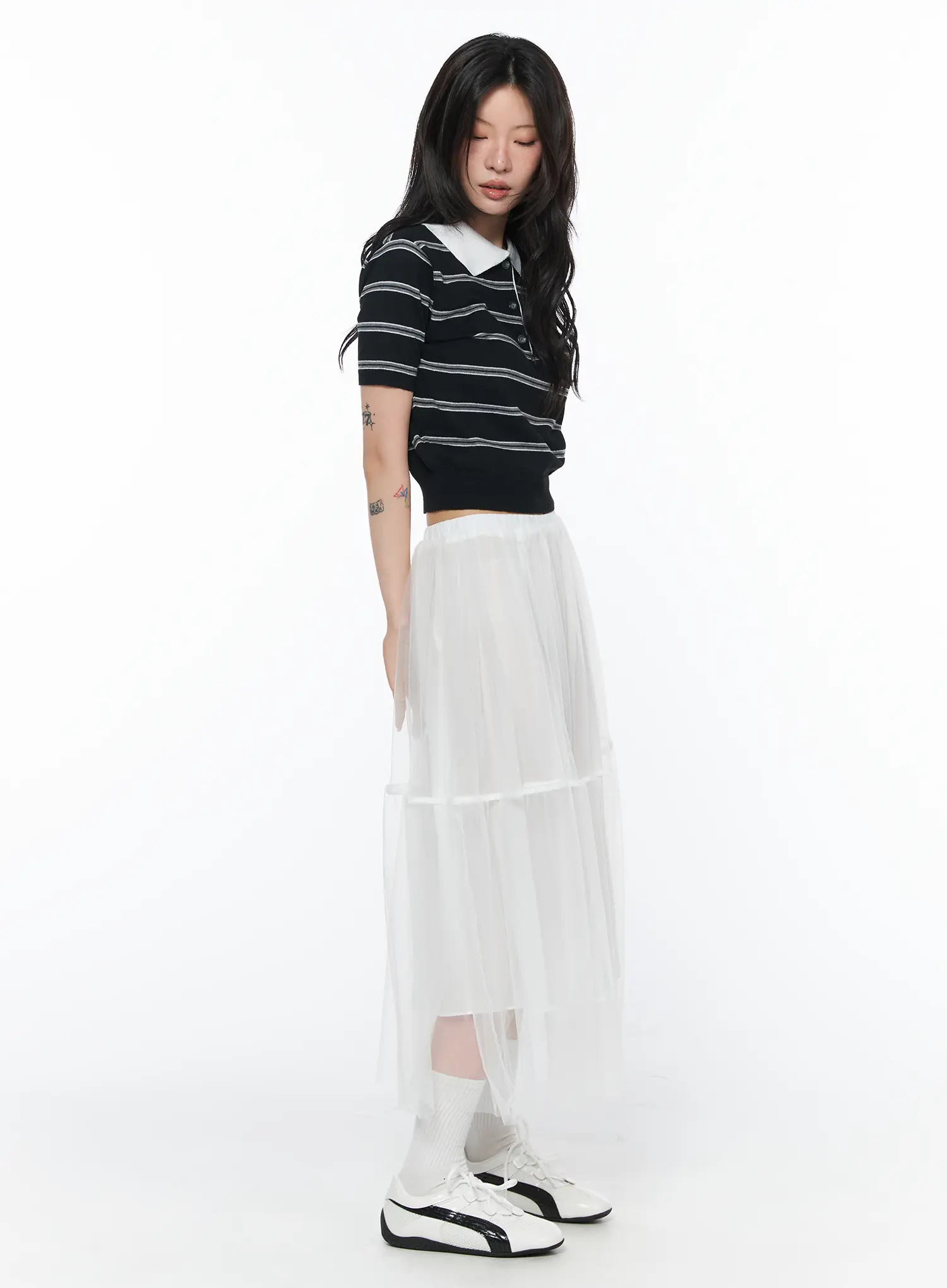 Striped Two-Tone Polo Shirt CA527 - Image 4