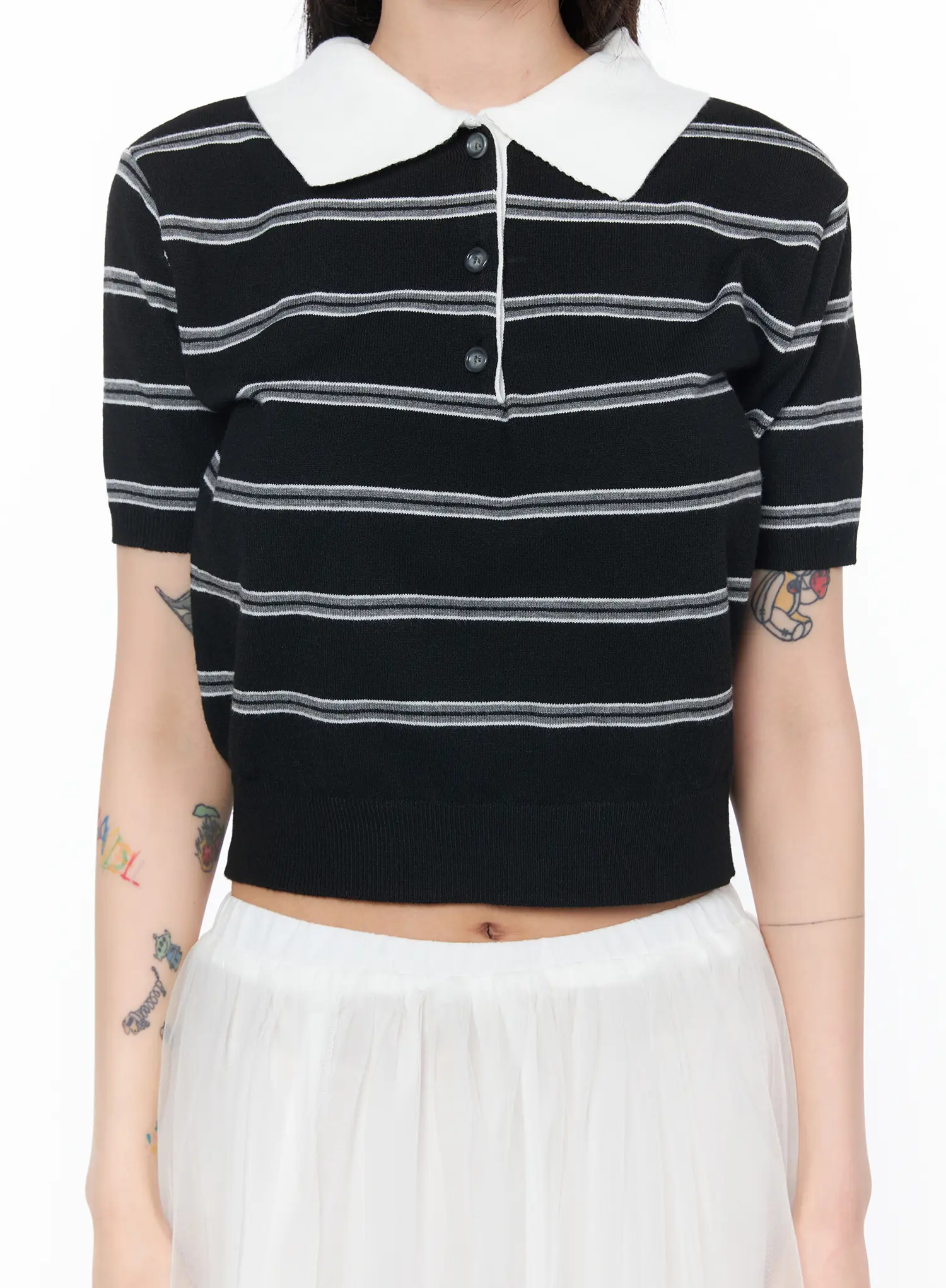 Striped Two-Tone Polo Shirt CA527 - Image 8