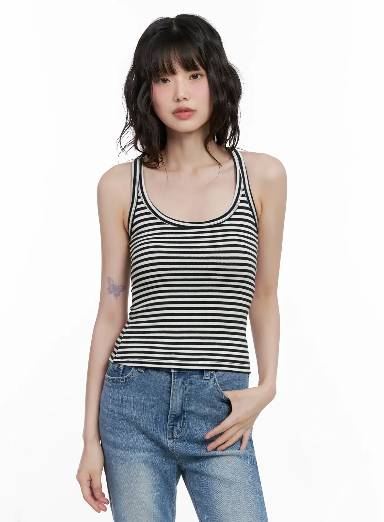 Striped U-Neck Tank Top IL528 - Image 2