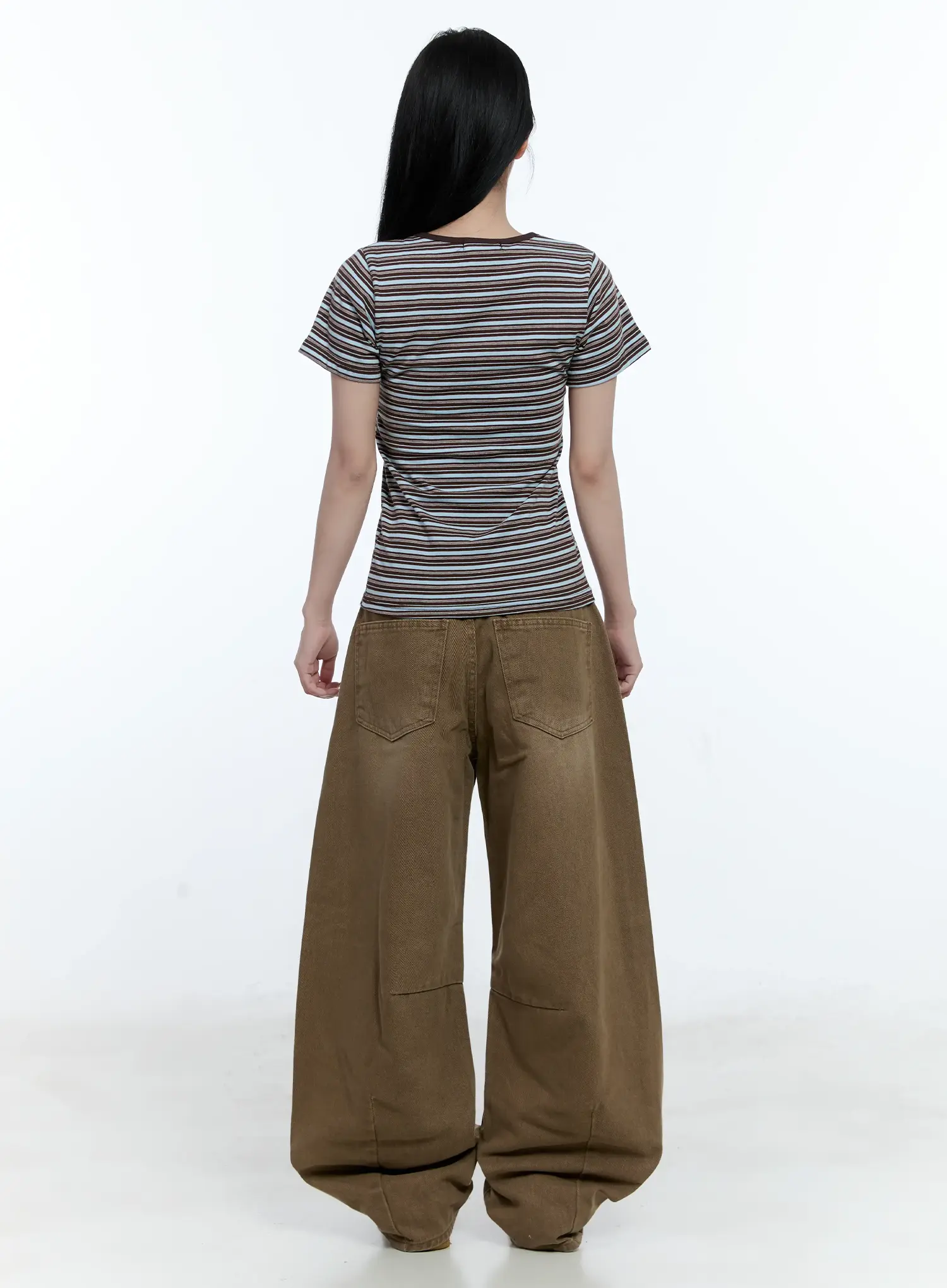 Striped V-Neck Shirred Tee CG501 - Image 6
