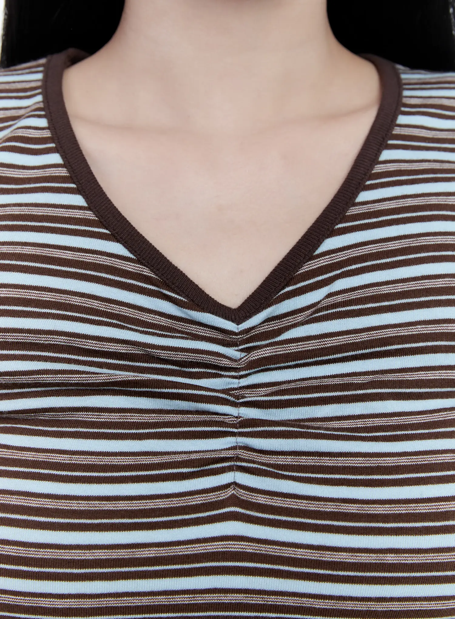 Striped V-Neck Shirred Tee CG501 - Image 7
