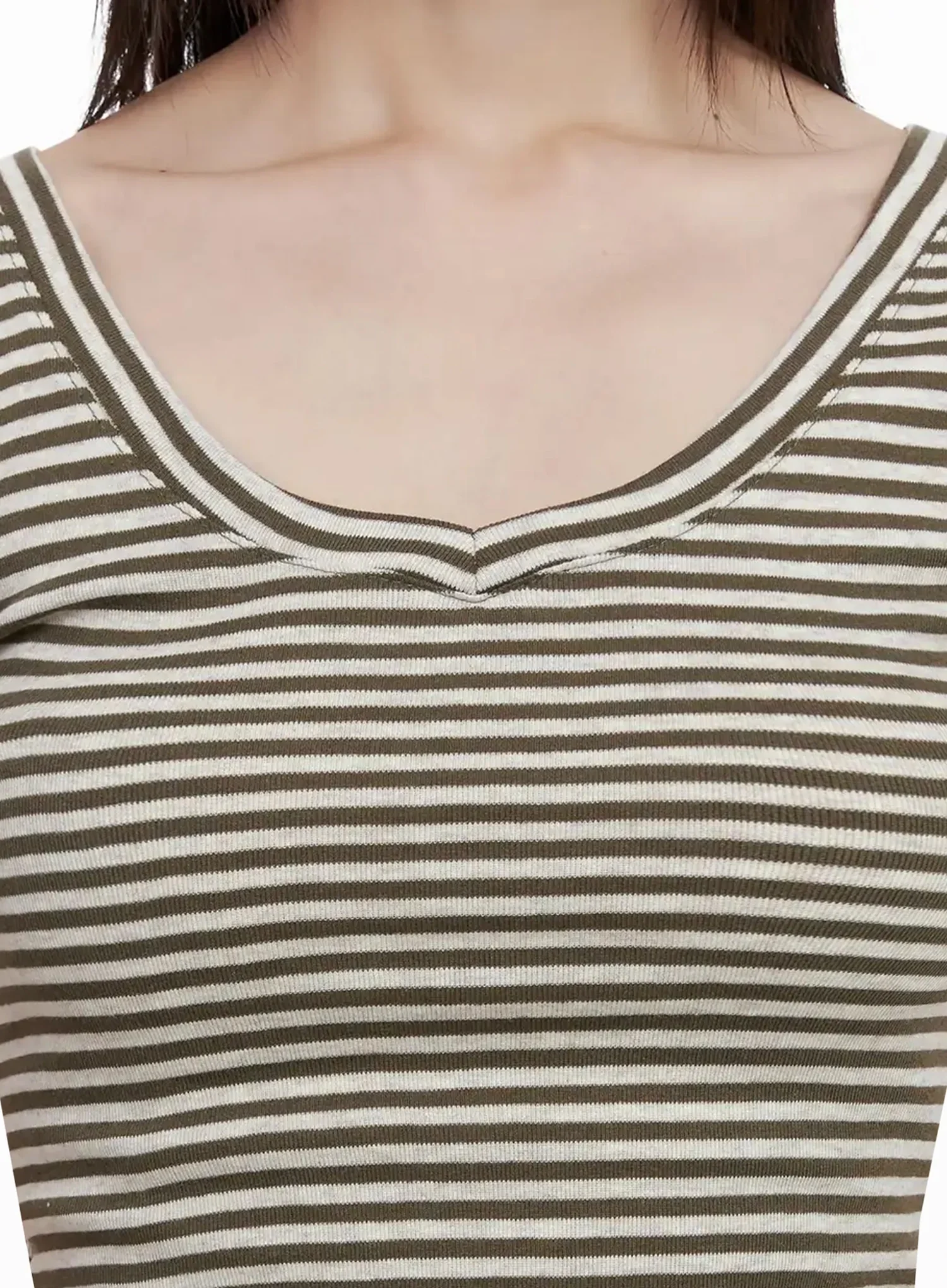 Striped V-Neck Short Sleeve Tee IL531 - Image 3