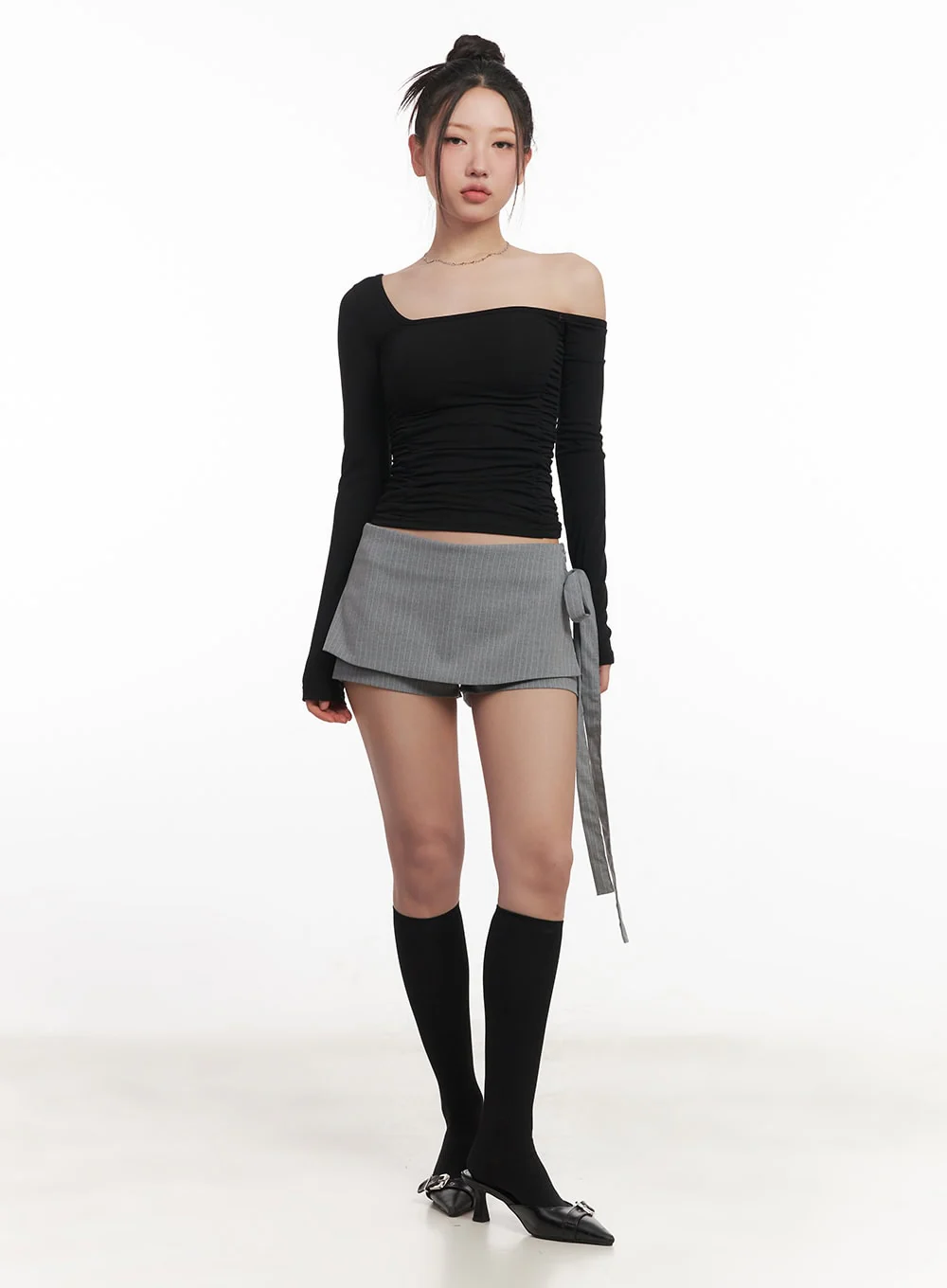 Striped Wrap Mini Skort CM528 - Image 2