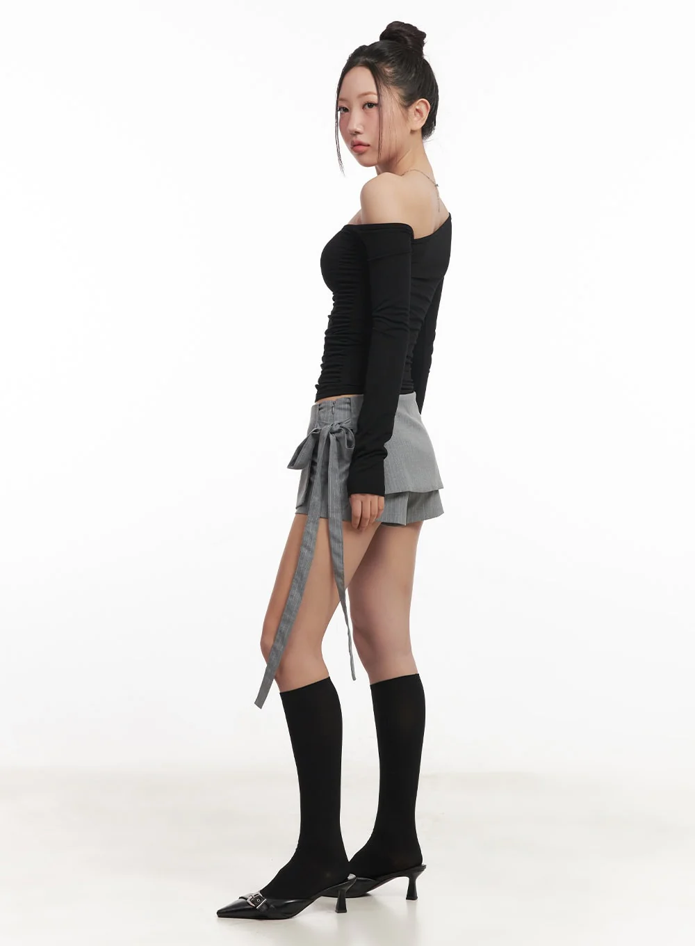 Striped Wrap Mini Skort CM528 - Image 3