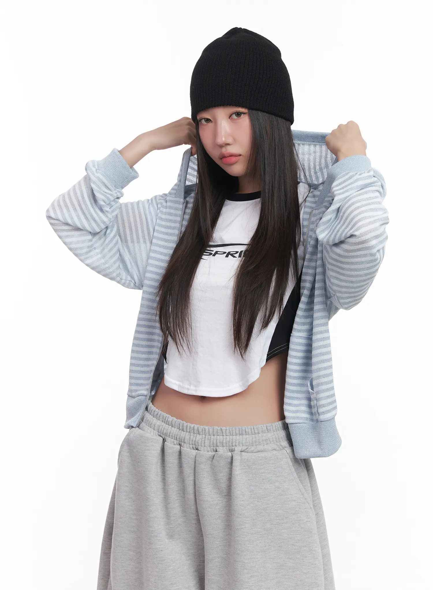 Striped Zip-Up Hoodie CU517 - Image 10