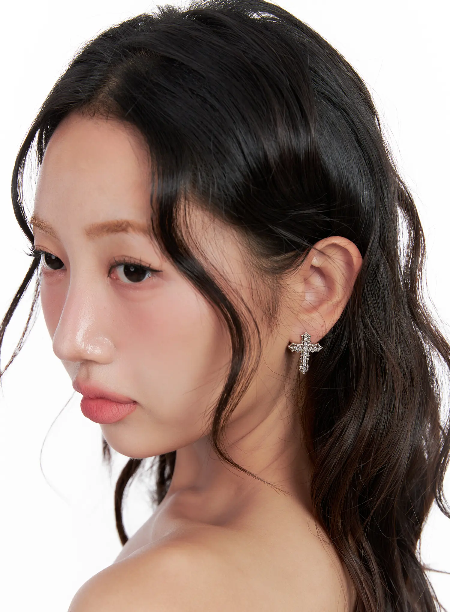Studded Cross Earrings CL522 - Image 2
