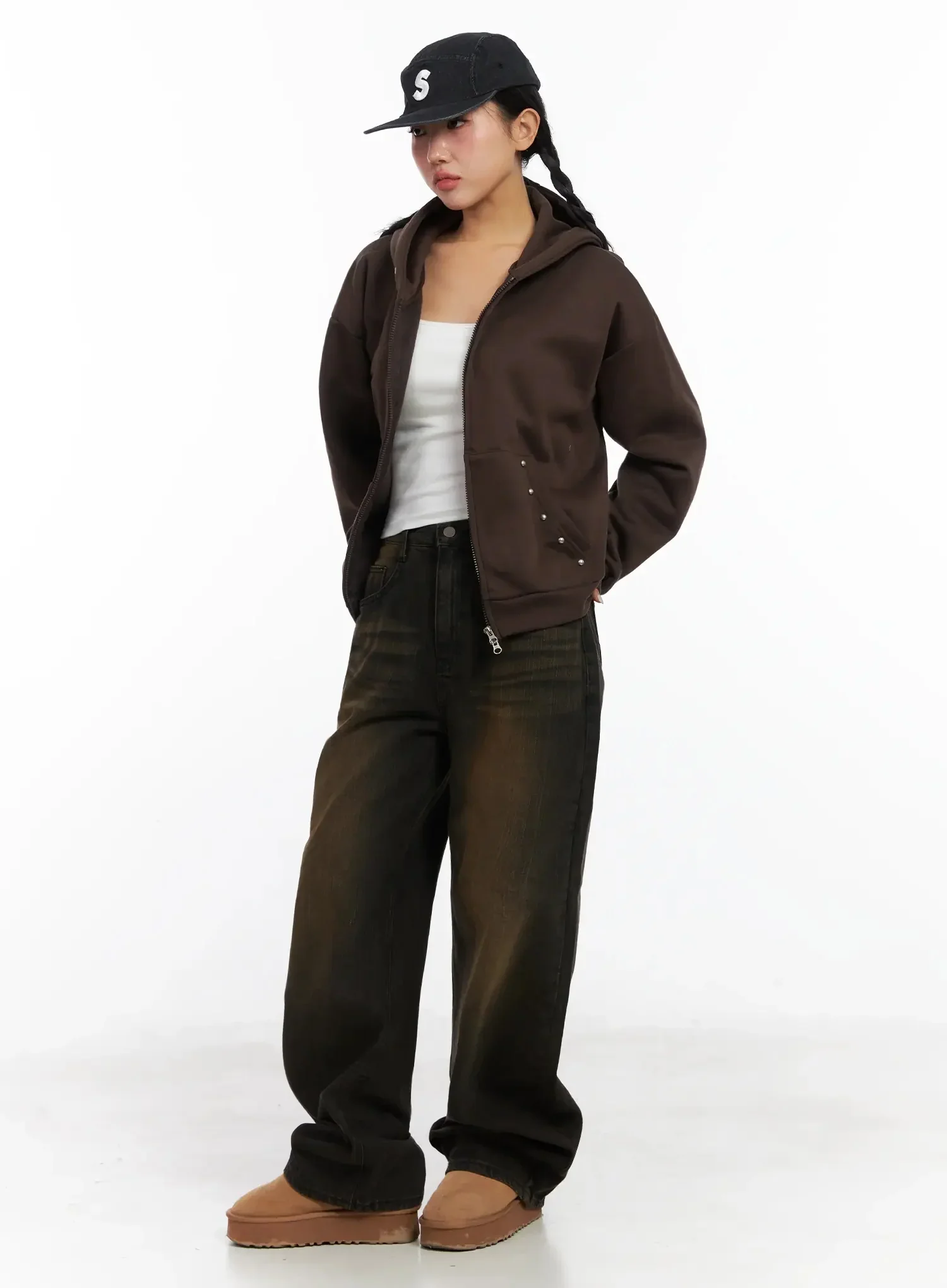 Studded Fleece Zip Hoodie IN528 - Image 3