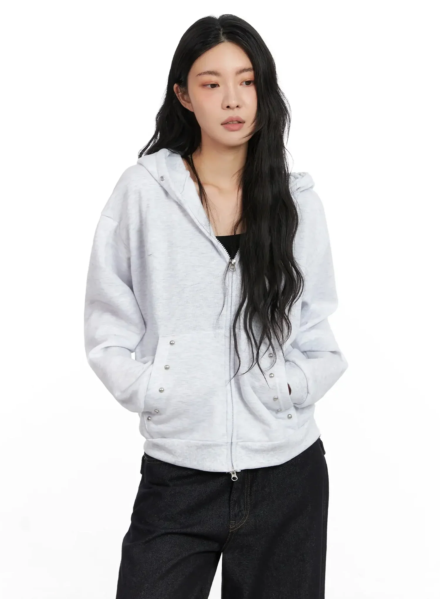 Studded Fleece Zip Hoodie IN528 - Image 6