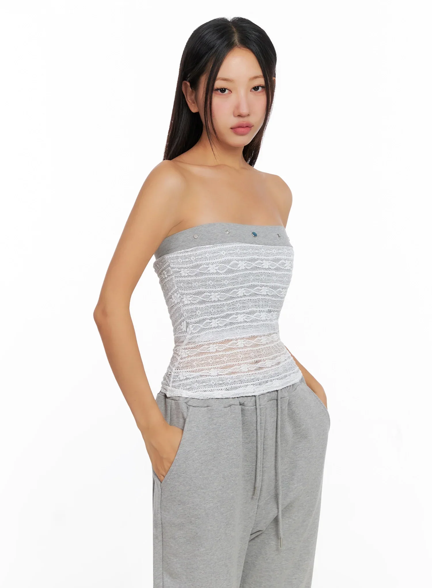 Studded Lace Tube Top IG528 - Image 5