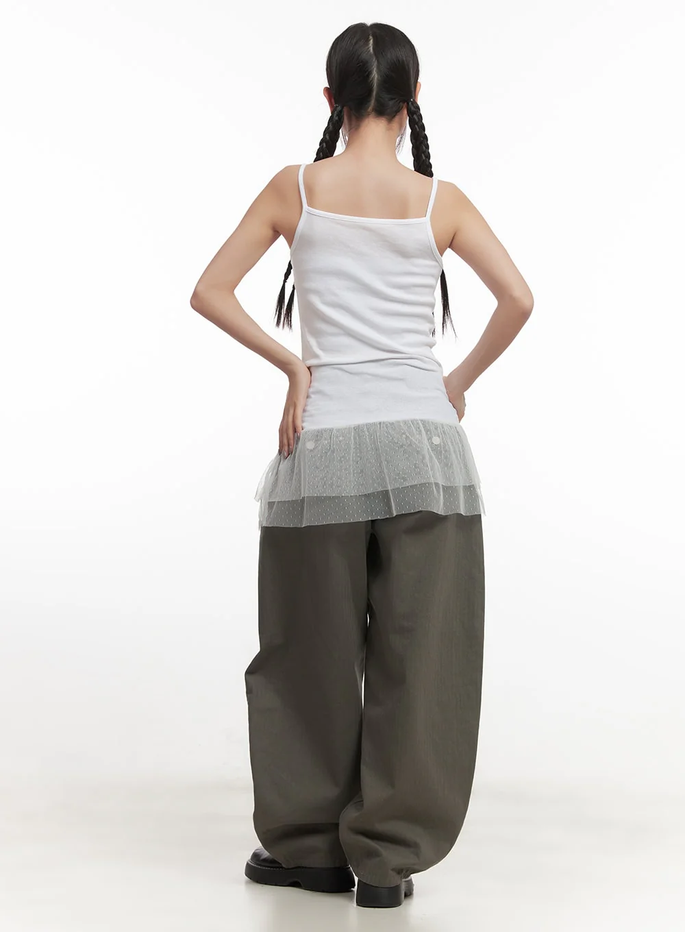 Studded Wide-Fit Cotton Pants CF526 - Image 5