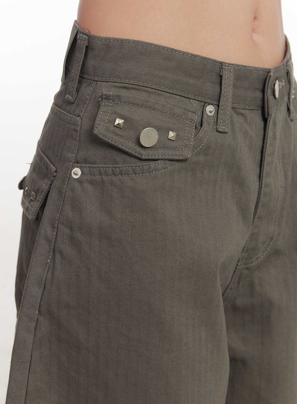 Studded Wide-Fit Cotton Pants CF526 - Image 8