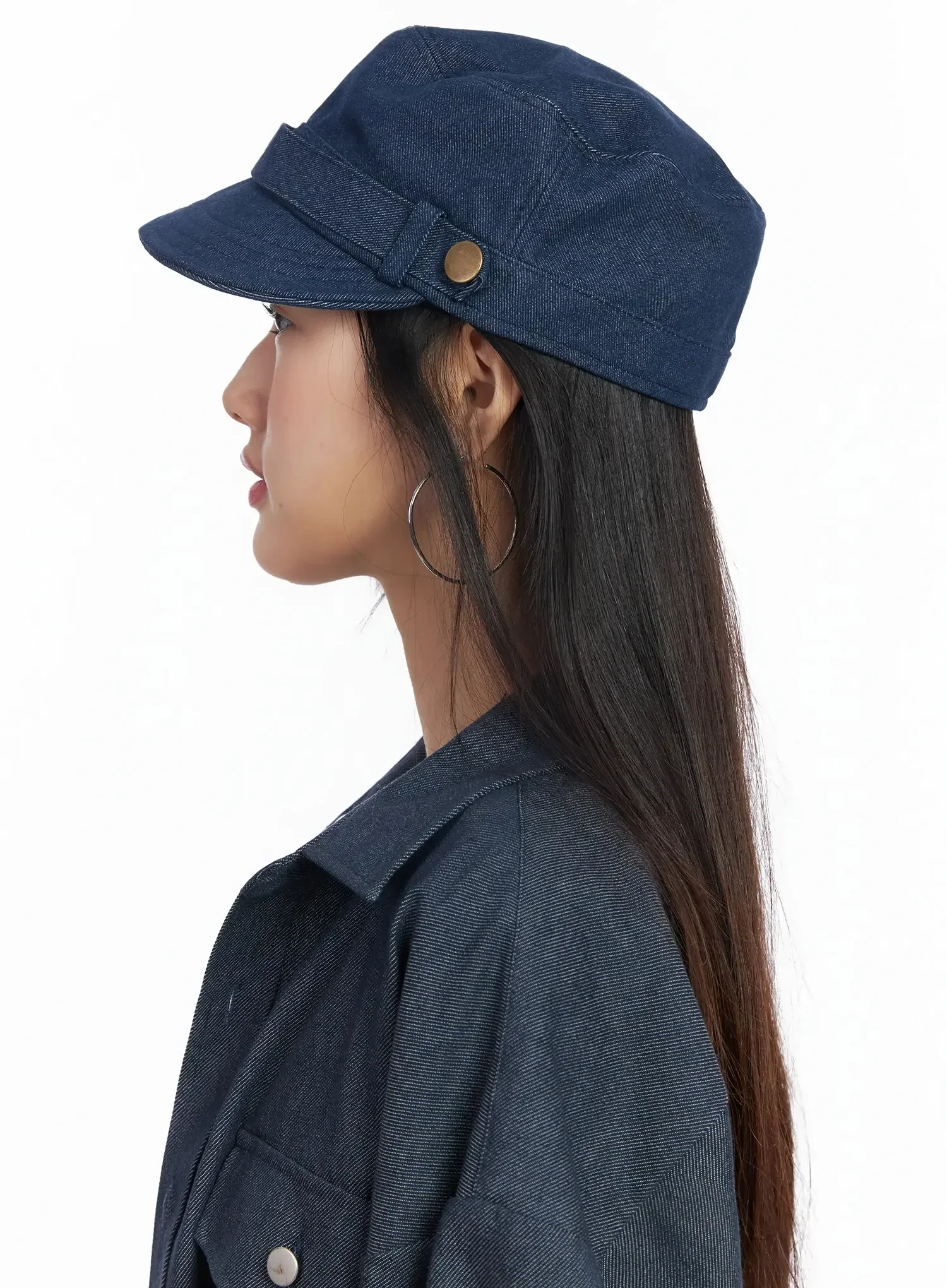 Stylish Denim Button Military Cap IM530 - Image 7