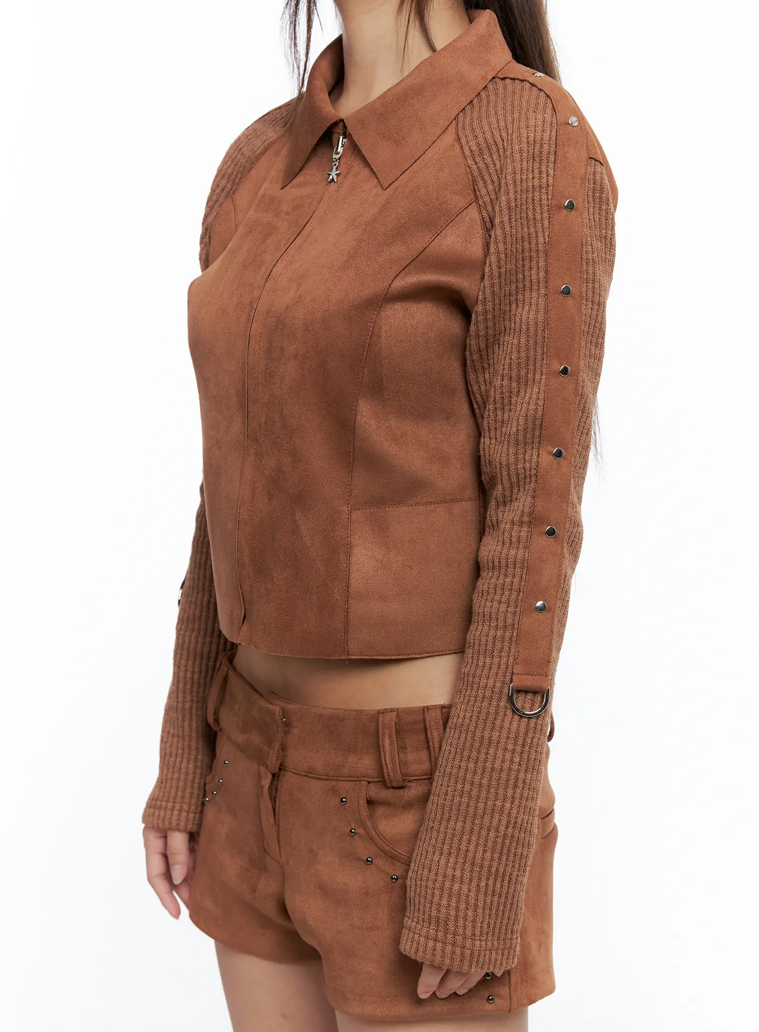 Suede Studded Crop Jacket CS504 - Image 9