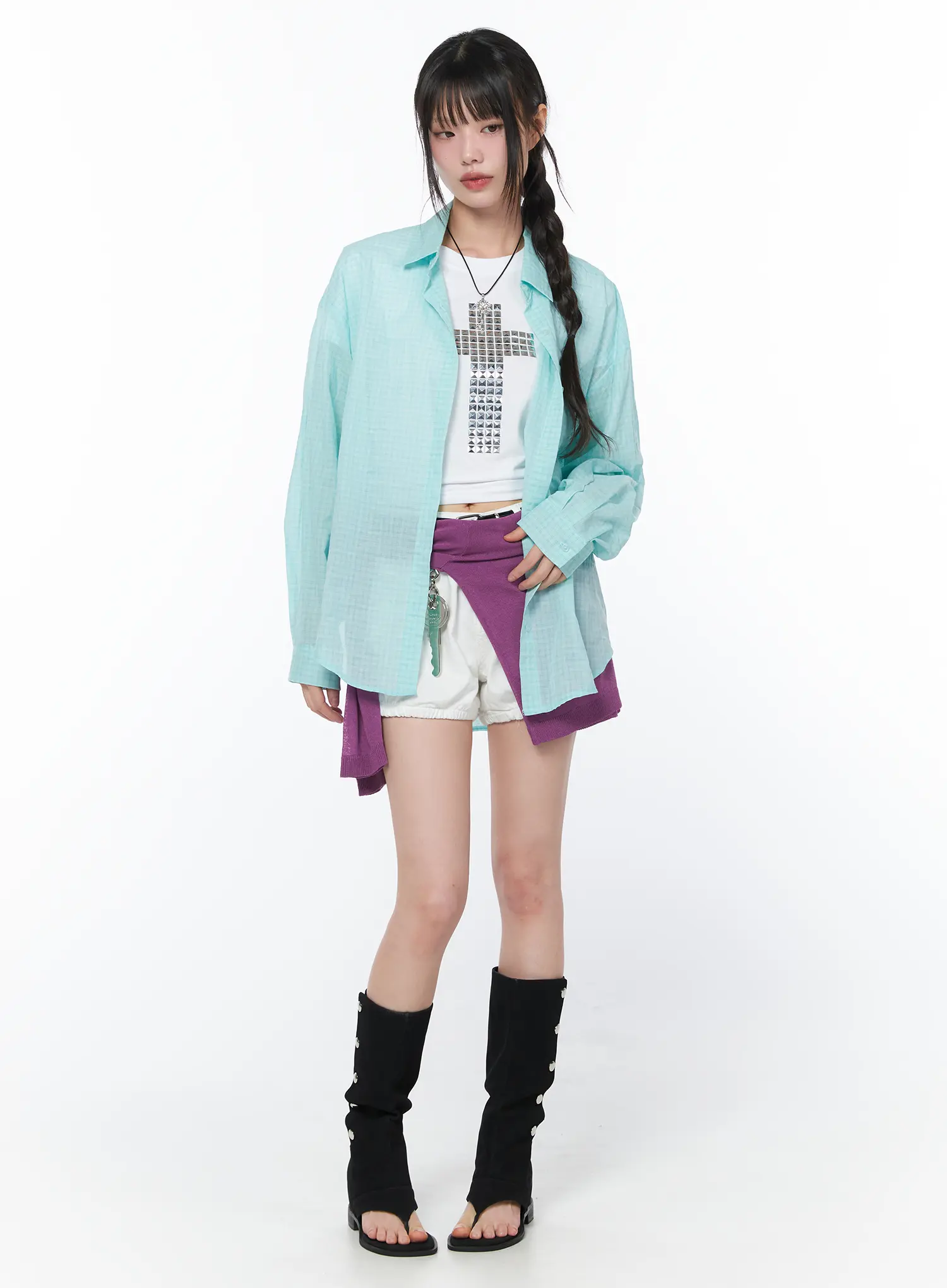 Summer Checkered Button-Up Shirt CA528 - Image 3