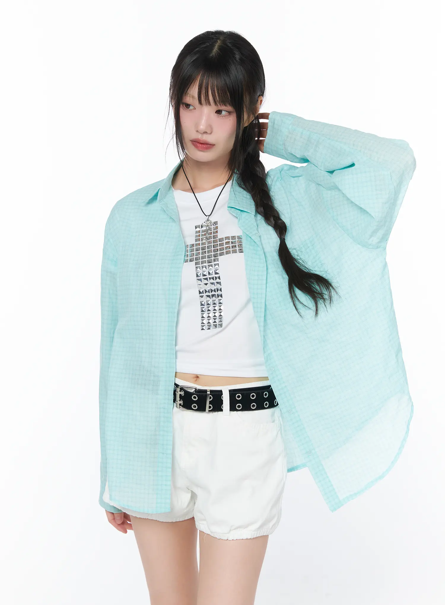 Summer Checkered Button-Up Shirt CA528 - Image 4