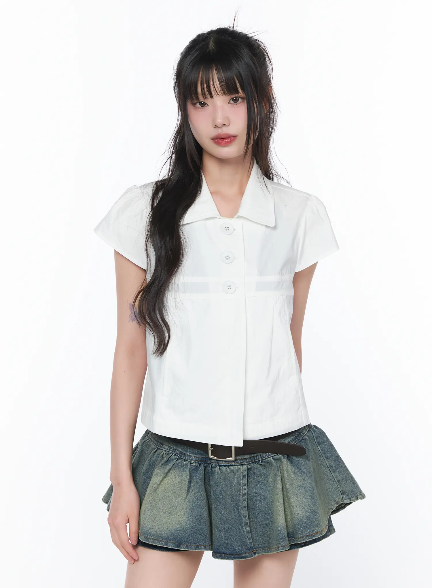 Tailored Button-Up Short Sleeve Shirt CA528 - Image 2