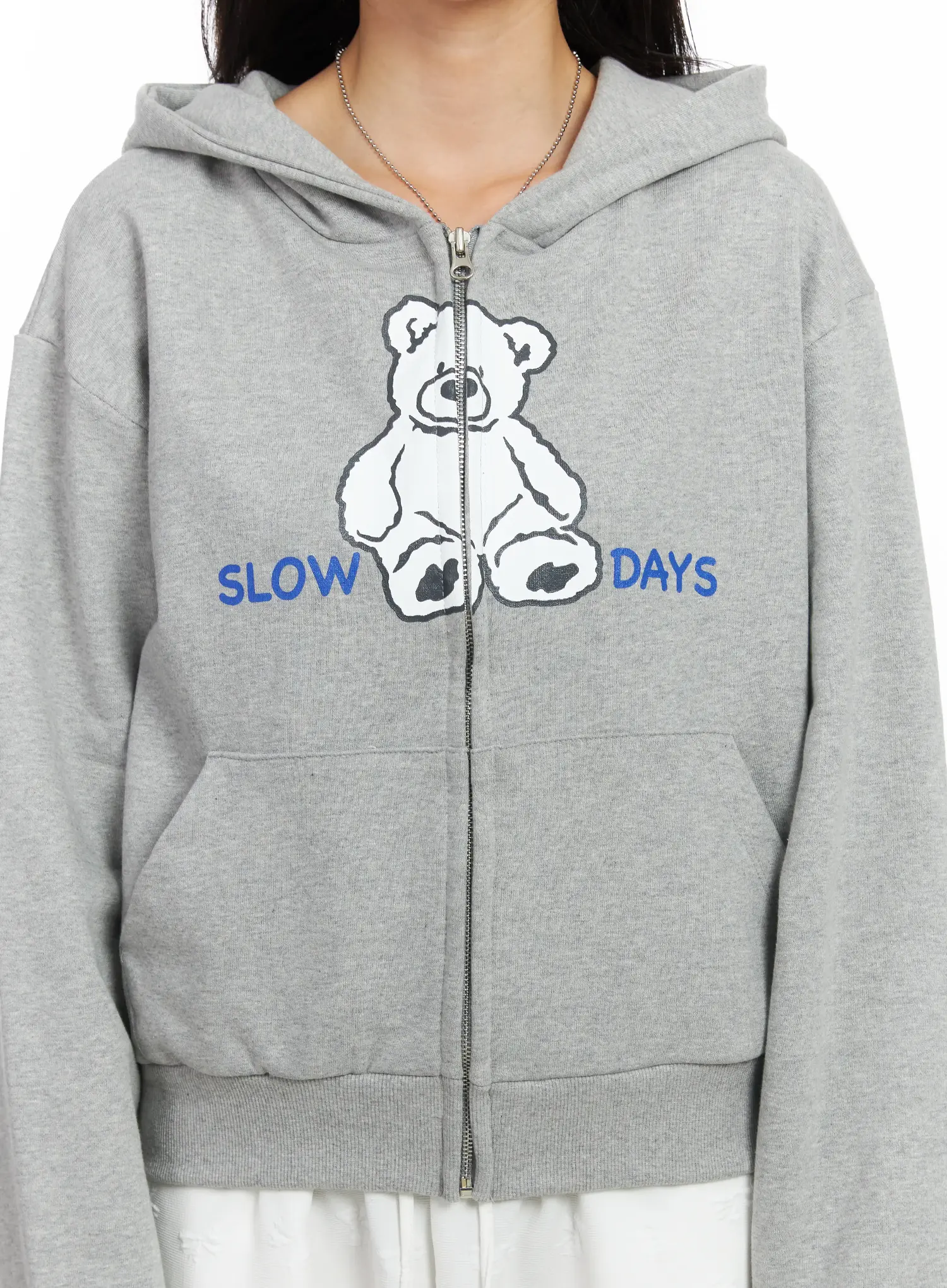 Teddy Bear Graphic Two-Way Zip-Up Hoodie IF525 - Image 6