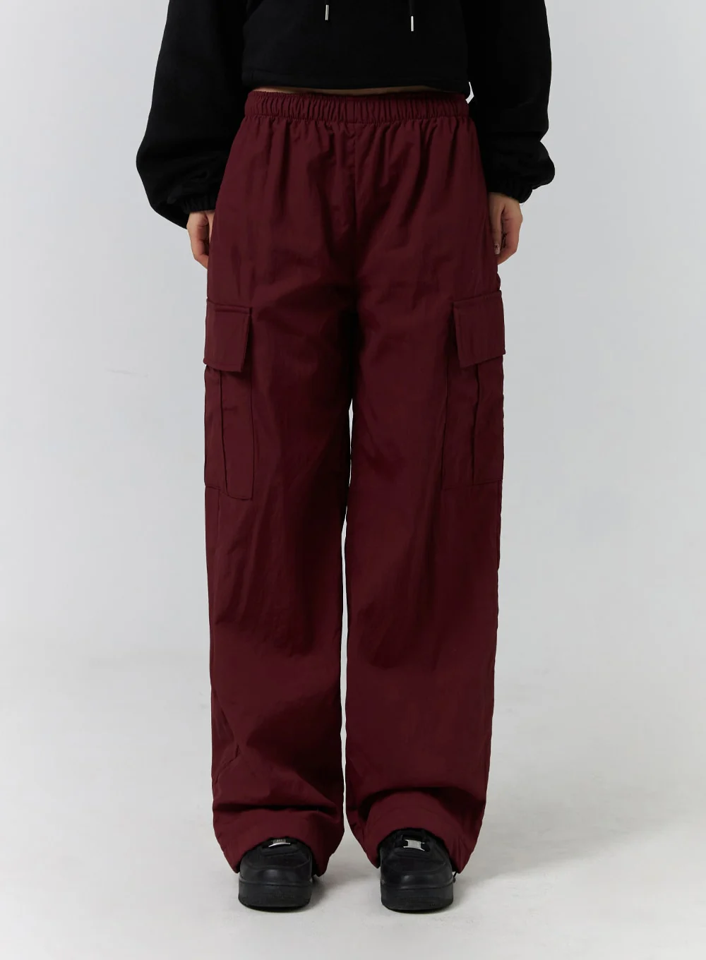 Terry Middle Waist Solid Pocket Cargo Pants (UNISEX) CD329 - Image 4