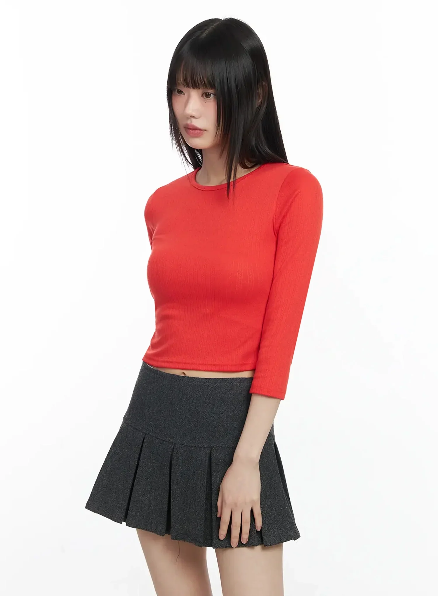 Textured 3/4 Sleeve Top F516 - Image 8