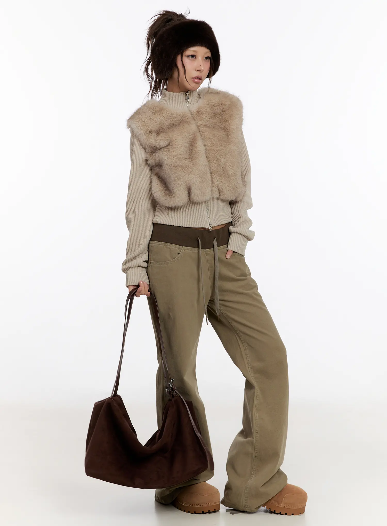 Textured Knit Faux Fur Jacket CN527 - Image 2