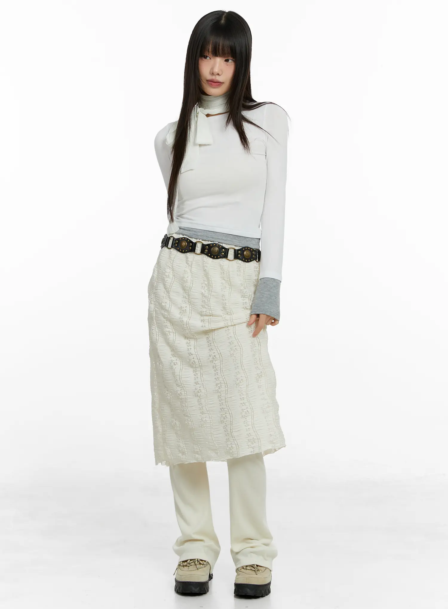 Textured Long Thin Scarf CF504 - Image 3