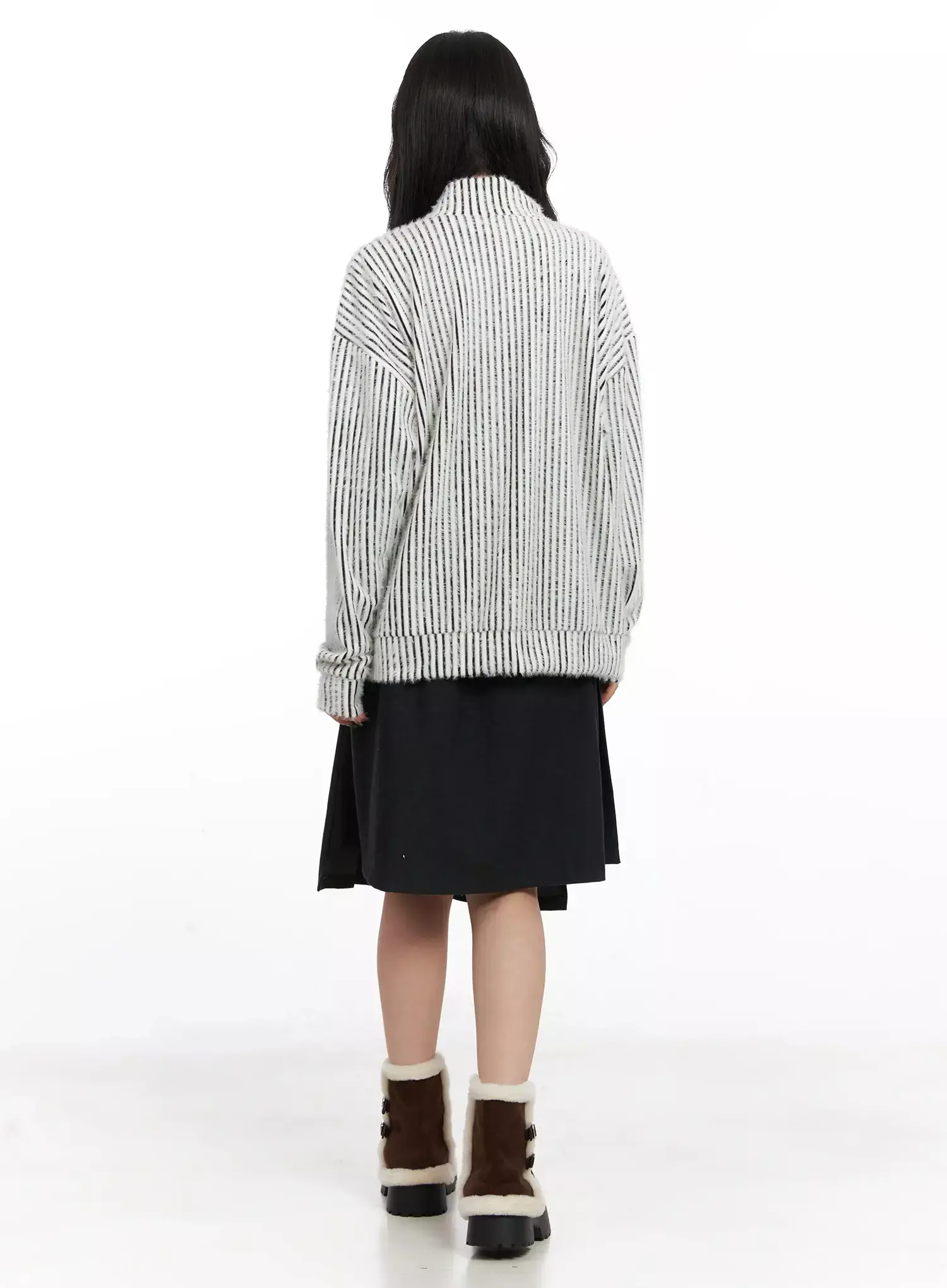 Textured Striped Zip-Up Sweater IN528 - Image 11